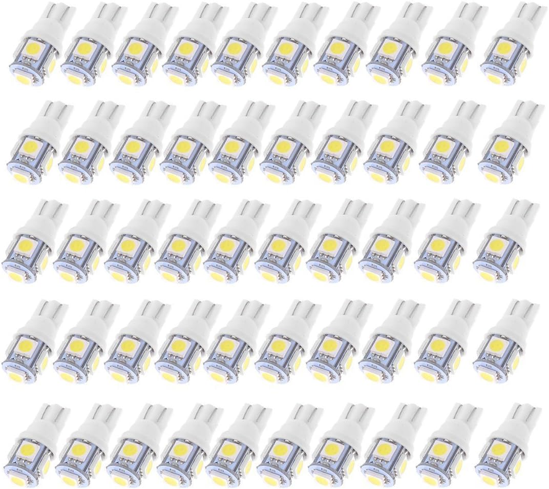 uxcell 50PCS Car T10 2825 5 White SMD 5050 LED Car Wedge Side Light internal