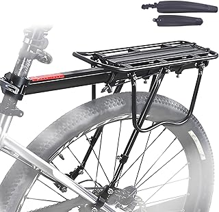 Bike Rear Cargo Rack - Adjustable Bicycle Trunk Pannier Back Rack with Fender and Reflector