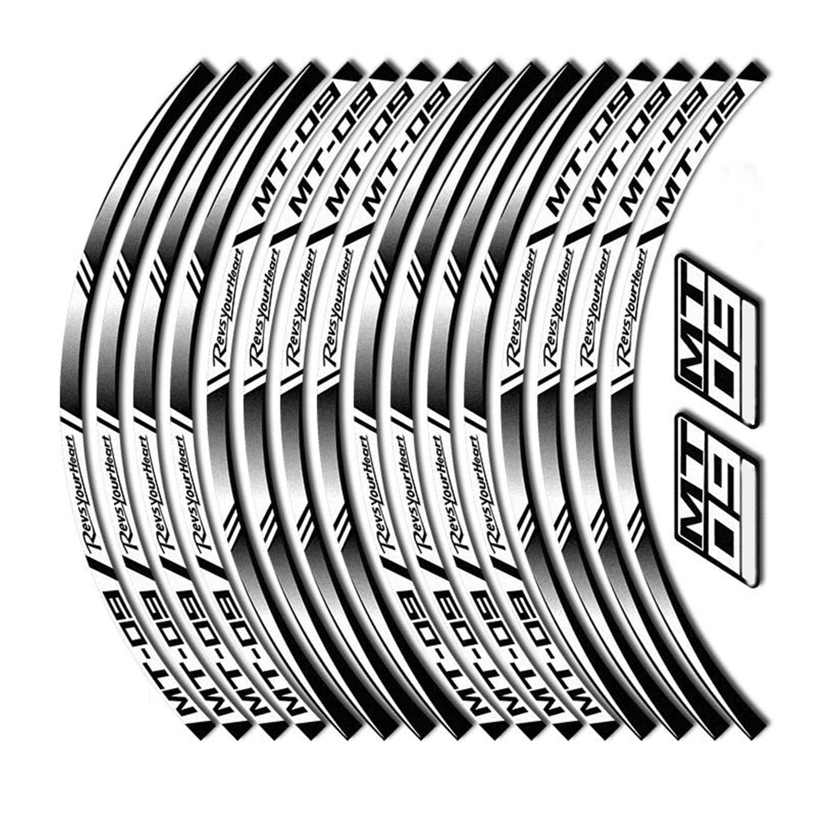 Sticker Part Rim Wheel Hub Sticker Decals for Y-AMAHA MT-09 MT09 MT 09 Stickers Reflective Motorcycle Accessories(Grey)