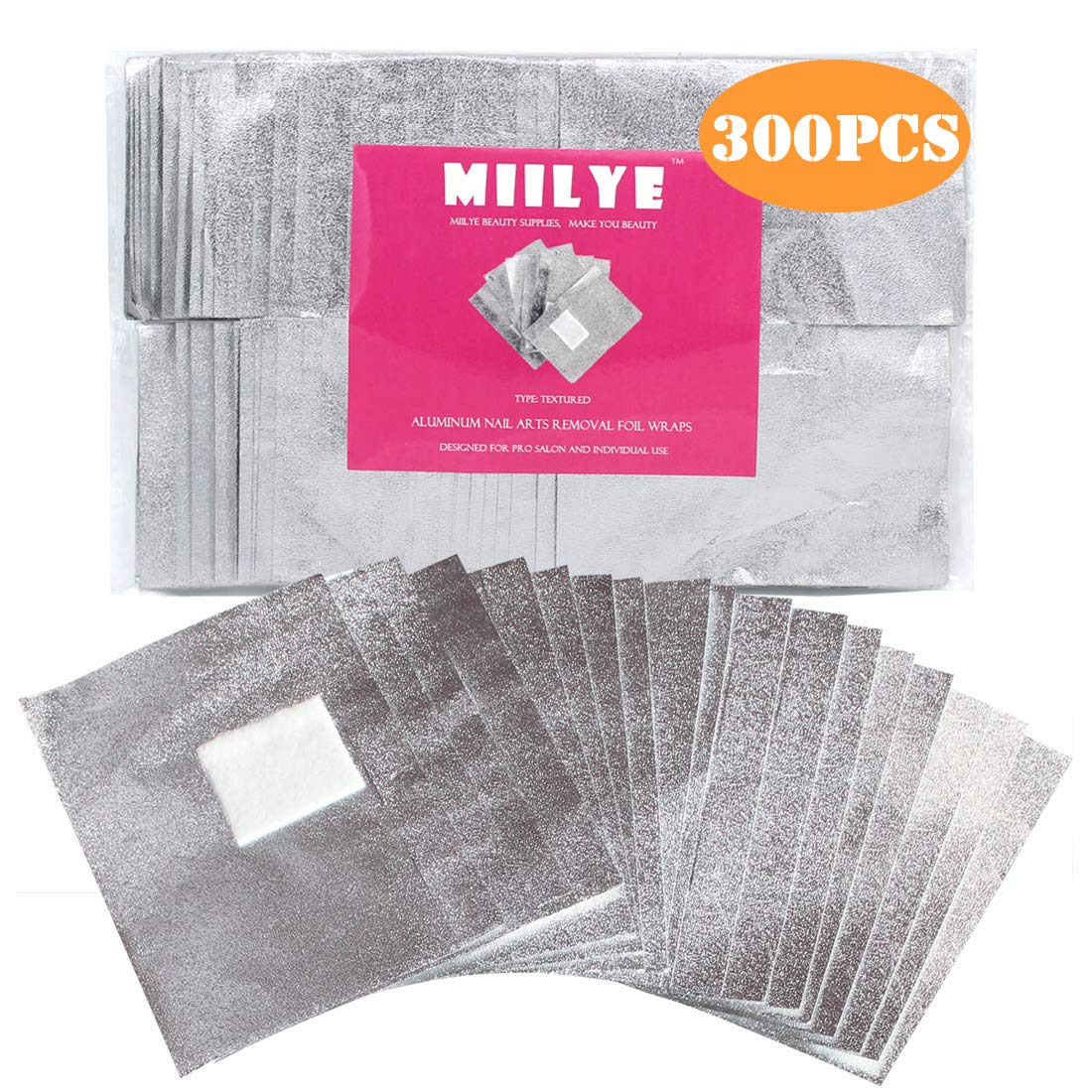 MIILYE Nail Polish Remover Foil Wraps for Acrylic/Dip Powder/UV/Gel/Polish Varnish Soak-off Removal, with Pre-attached Lint Free Pad (100x Gel Nail Polish Remover Wraps) : Beauty & Personal Care