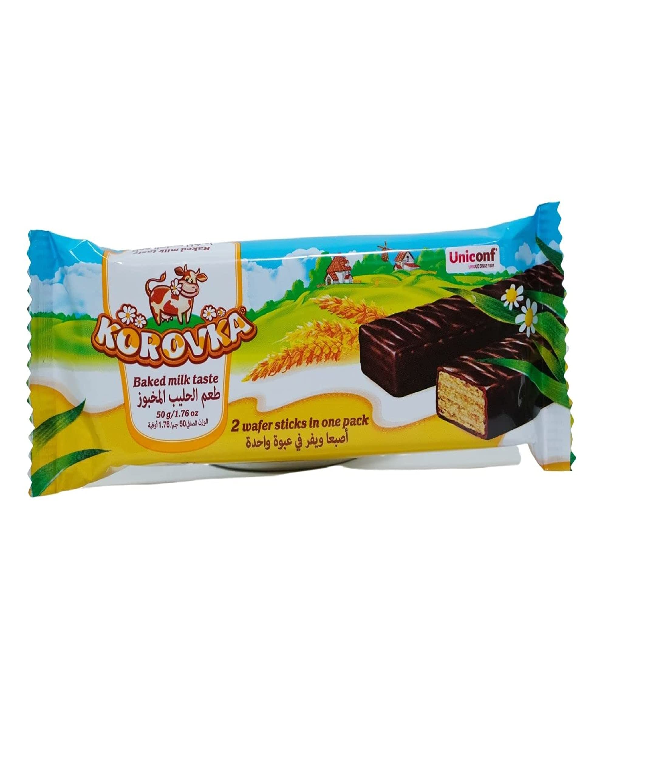Buy Korovka Wafer Sticks Baked Milk Taste, 50 Grams, Flavour Of Dark