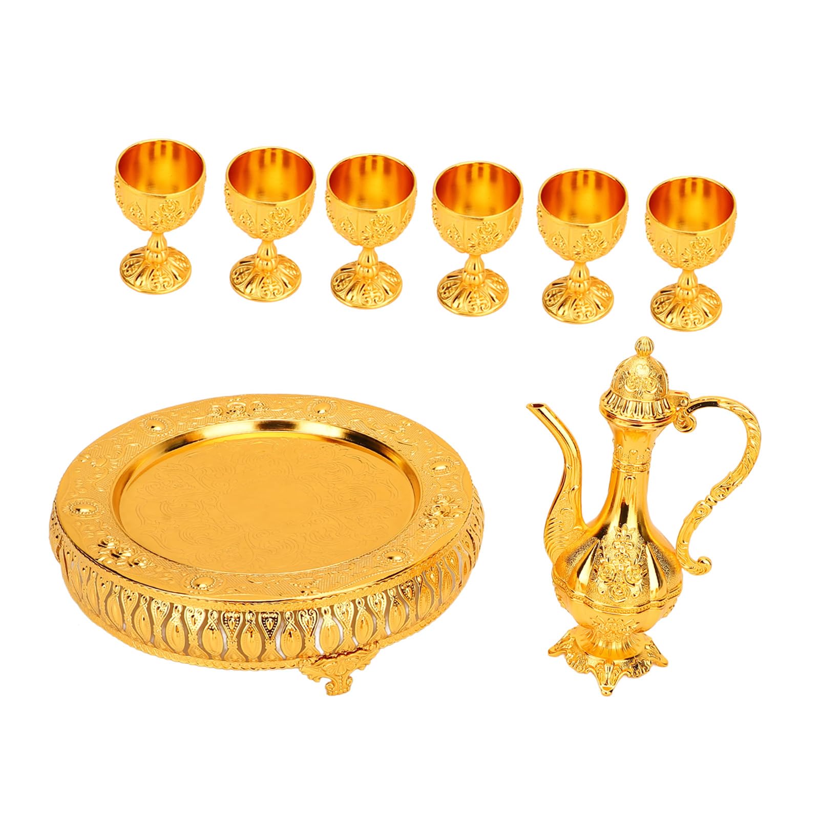 Turkish Coffee Pot Set, Exquisite Vintage Russian Style Drinking Cup Kit for Home Bedroom Living Room Entrance Dining Table