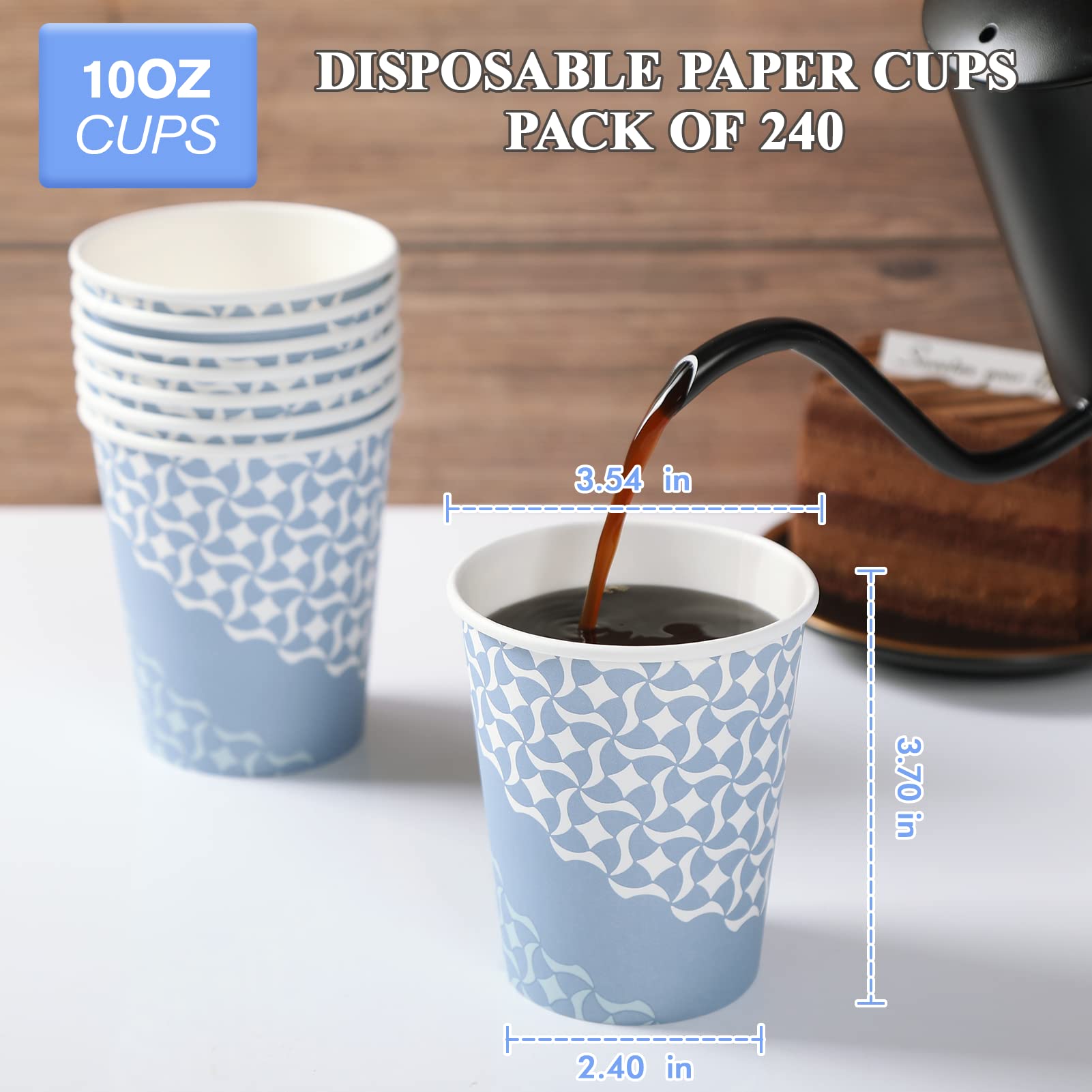 Amazon.com: MUCHII Paper Coffee Cups 10 oz, 240 Count Disposable Coffee  Paper Cup, Paper Drinking Cups for Hot/Cold Beverage : Health & Household