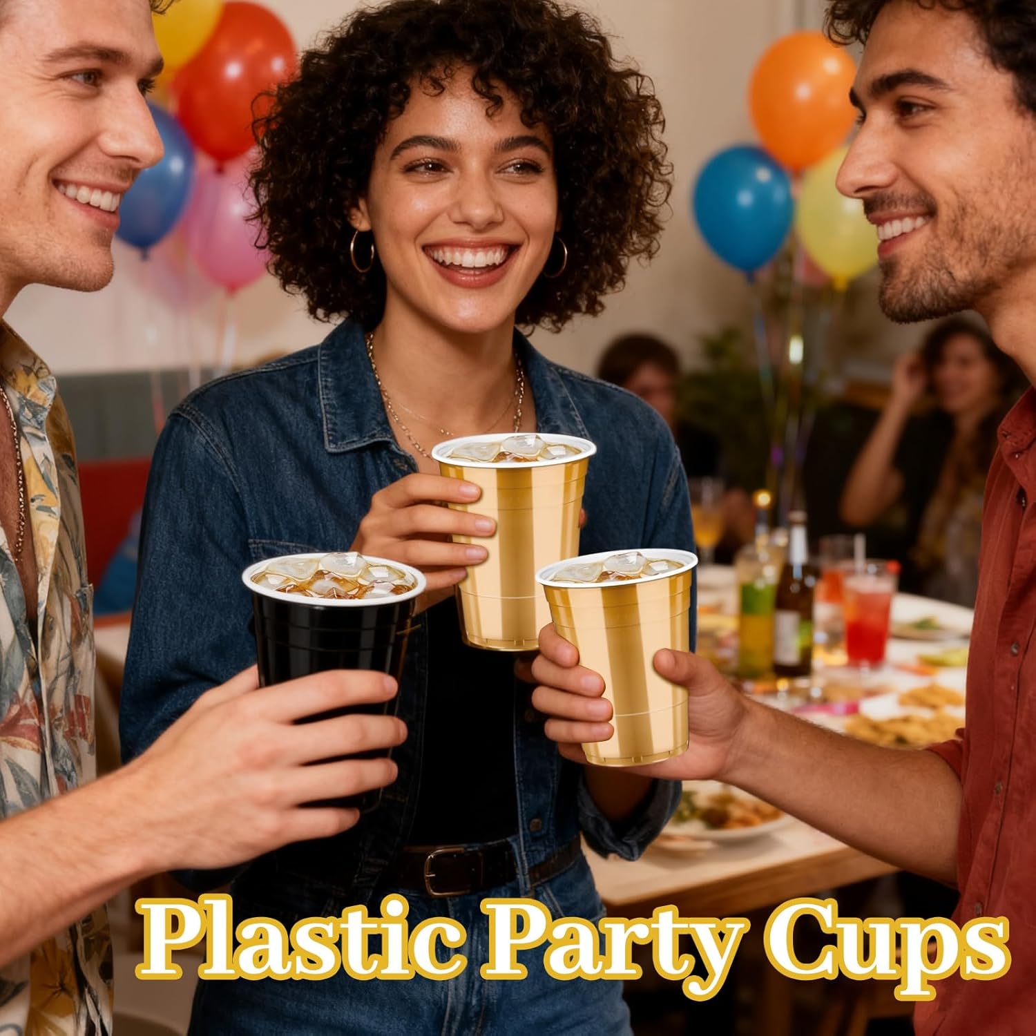 50 Pack 16oz Plastic Party Cups - Black and Gold Disposable Plastic Cups Graduation Cup for Halloween Party Decoration, Weddings, Birthdays, Holiday Gatherings - Image 4