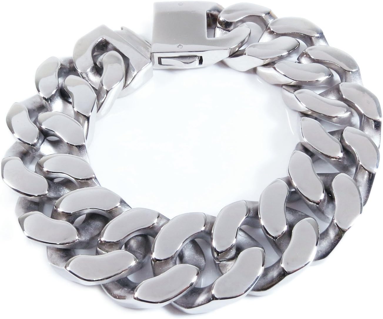 Steelmeup Stainless Steel Huge Heavy Polish Men Curb Chain Bracelet 20mm 8.5 inch
