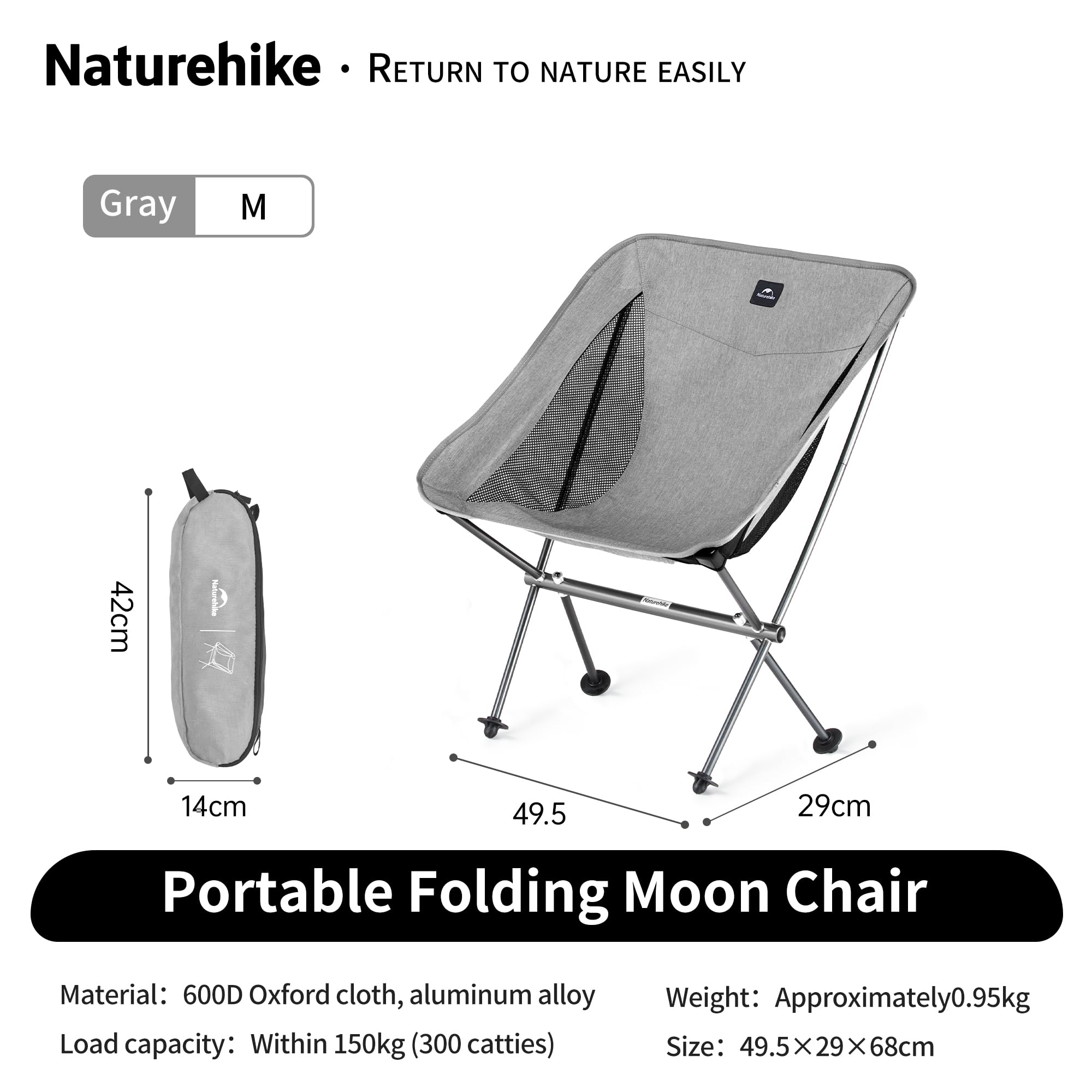 Naturehike Sedia Pieghevole Da Campeggio In Alluminio Con Borsa Trasporto - Portata 120kg - Cachi