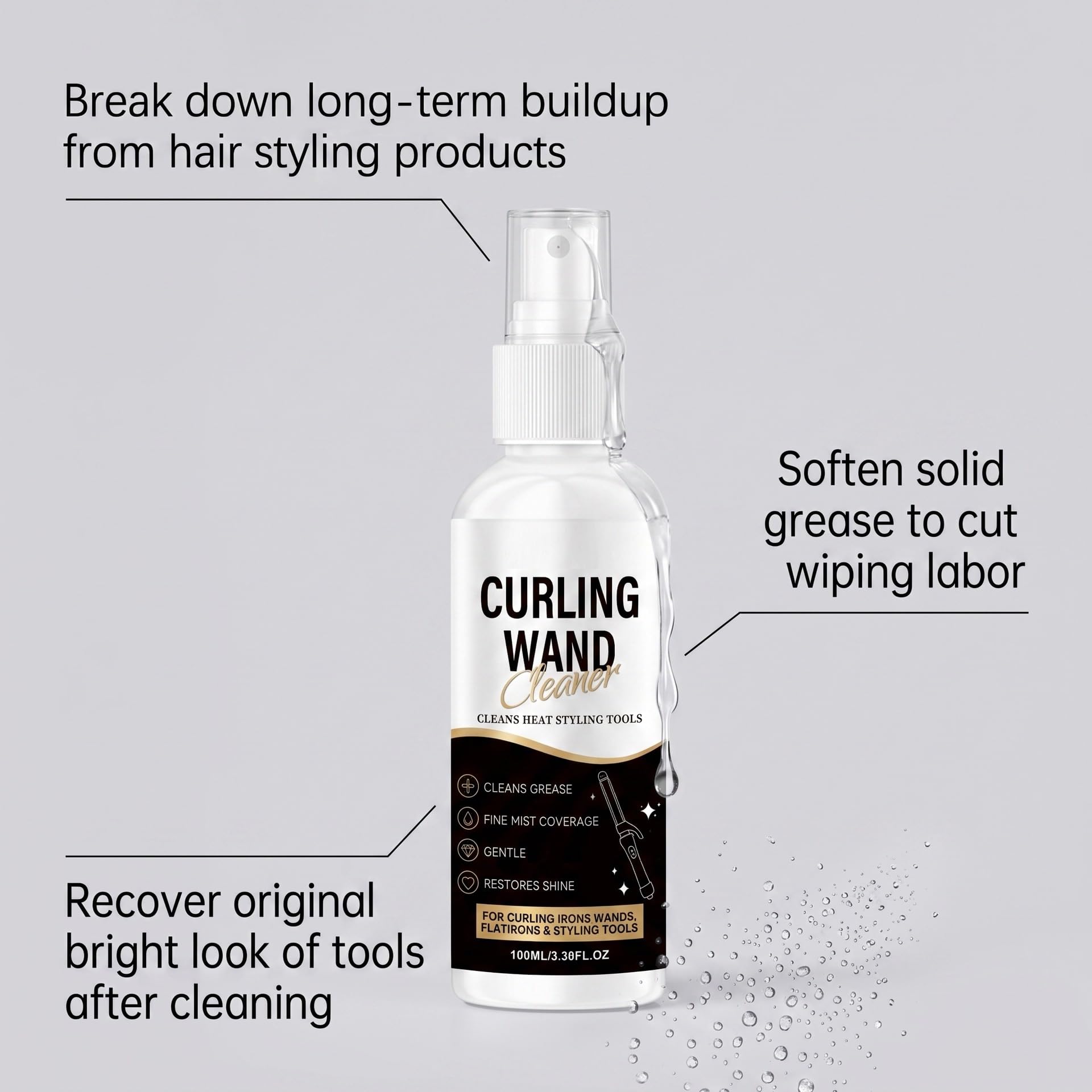 Spray Nettoyant Pour Outils Coiffure, Nettoyant Pour Fer À Friser. (8PCS)