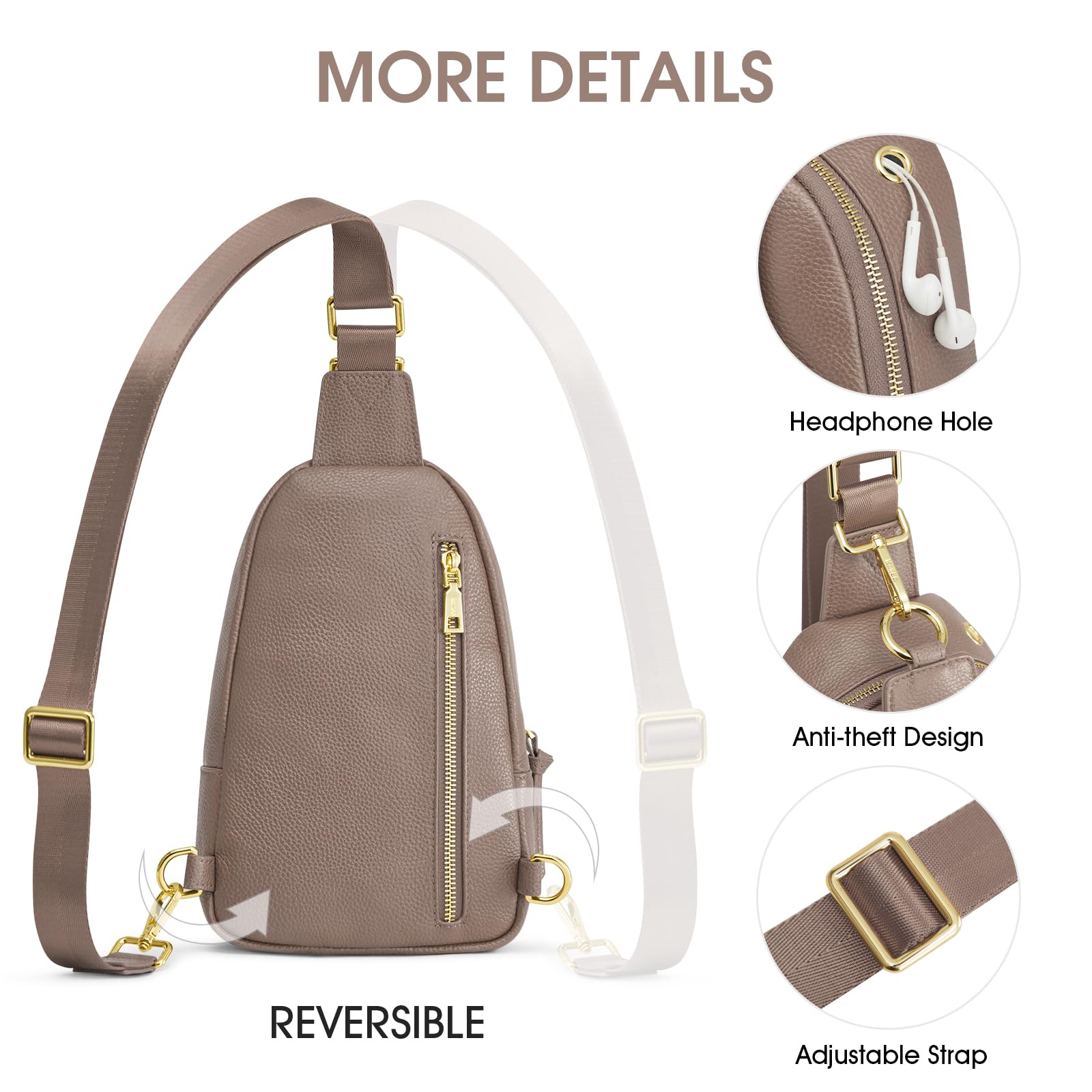 Kattee Torba na ramię dla kobiet, skórzana saszetka dla kobiet, torba crossbody, mała torba na klatkę piersiową z blokadą RIFD