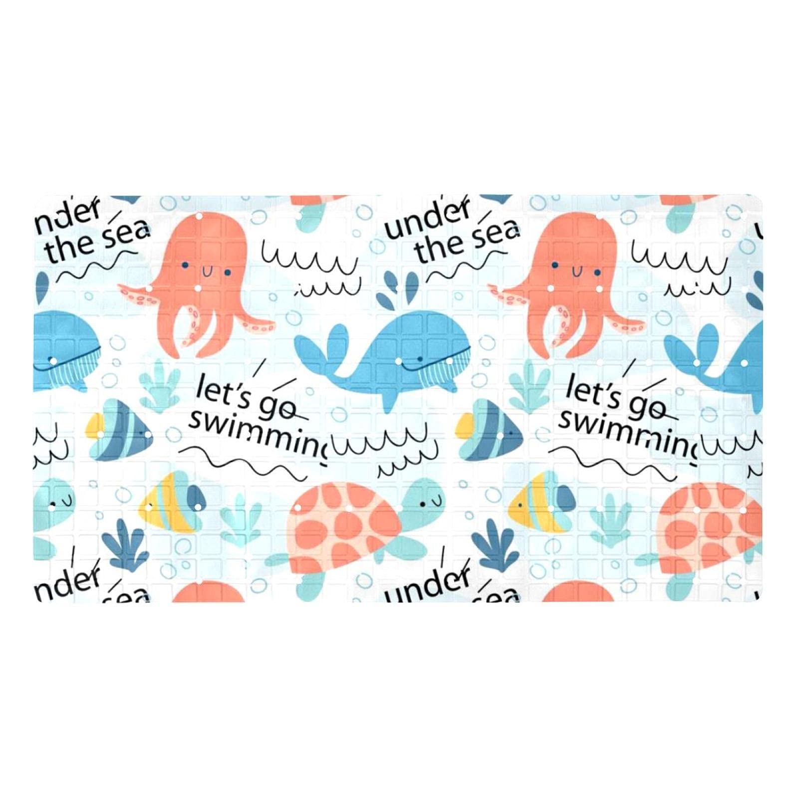 Tapis de bain antidérapant lavable avec ventouses et trous