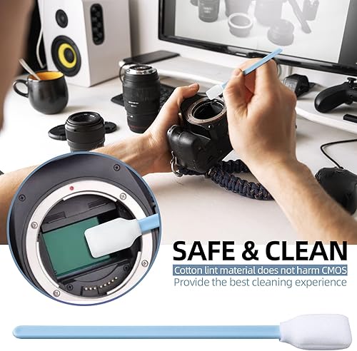 Miniatura 3 de Hisopos de limpieza de varillas de espuma, sin pelusa para impresora de inyección de tinta, cámara, lente óptica y electrónica (azul, 300 unidades)