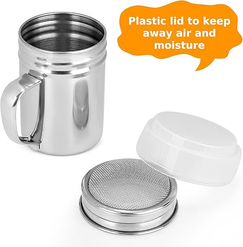 Miniatura 9 de Accmor Mezclador de azúcar en polvo de 10 onzas con asa, tamiz de harina, coctelera de canela, dragas de malla fina de acero inoxidable para harina