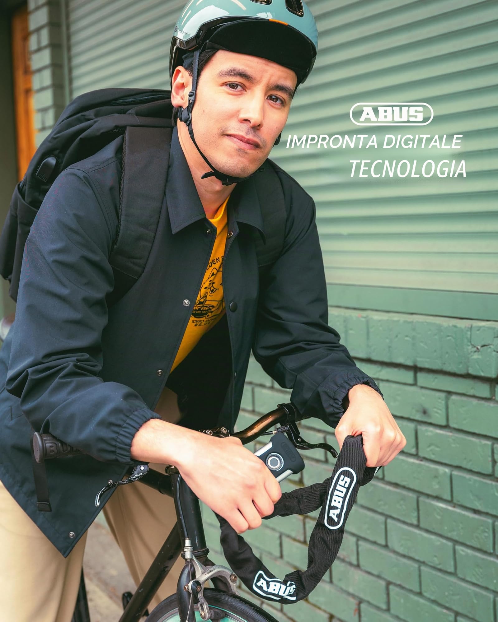 ABUS Catena YARDO 7807F con sensore impronte digitali, 85 cm | Lucchetto con sensore impronte, catena 7 mm, blocco automatico, IP66 e IP68