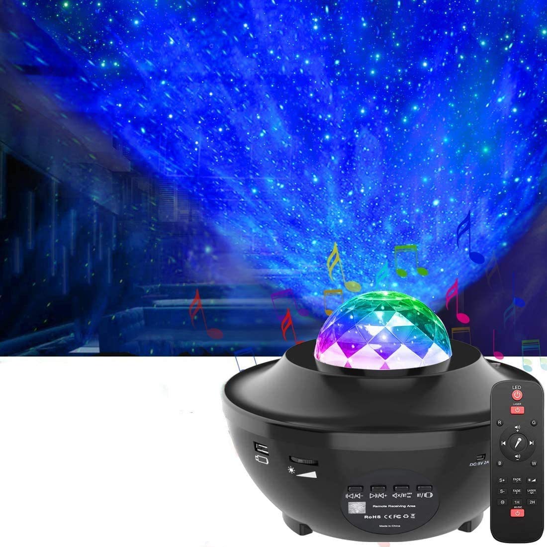 LED Star Projector Light,OxyLED Rotating Ocean Wave Star Sky Night Light,Color Changing Music Player with Bluetooth&Timer&Remote Control Nebula Star Projector Lamp For Bedroom,Party,Holiday,Home Decor