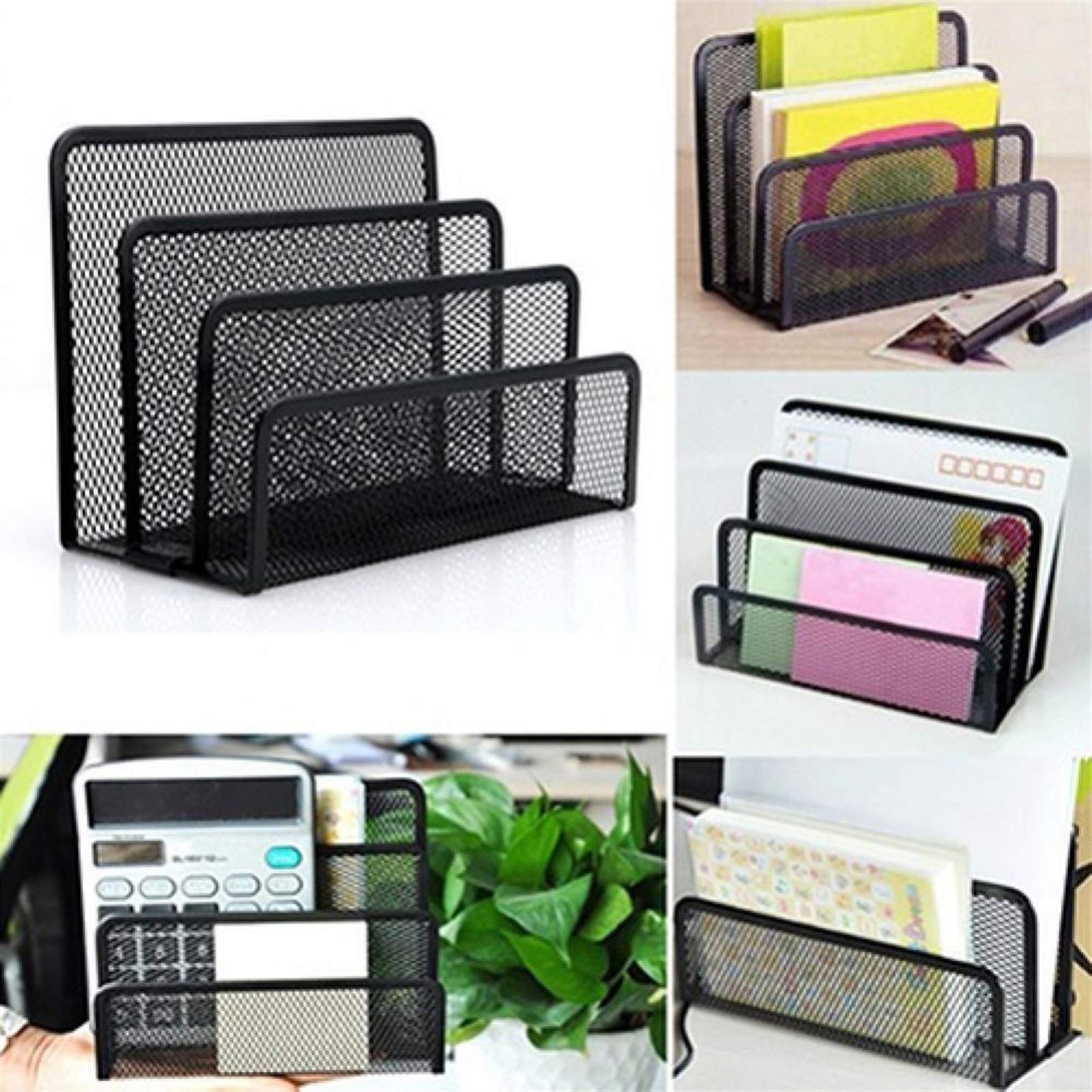 Portariviste Desktop Maglia Lettera Sorter Mail Mayn Toers Stand Holder Documenti Vassoio Desktop File Tray Teraggio di file Organizer Holder Desk Organizer (nero) Cartella espandibile