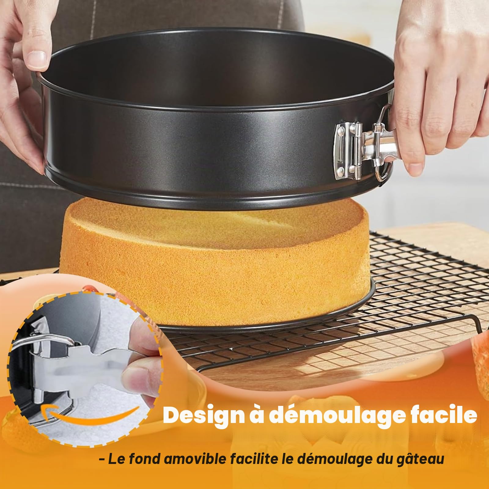 STARVAST 5 Pcs Moule à Gateau Rond à Charnière 14/18/20/24/26 CM, Moule à Gàteau Rond 5 Étages en Acier au Carbone, Moule à Gâteau à Charnière avec Fond Amovible pour Faire Gâteaux/Pizzas/Pain