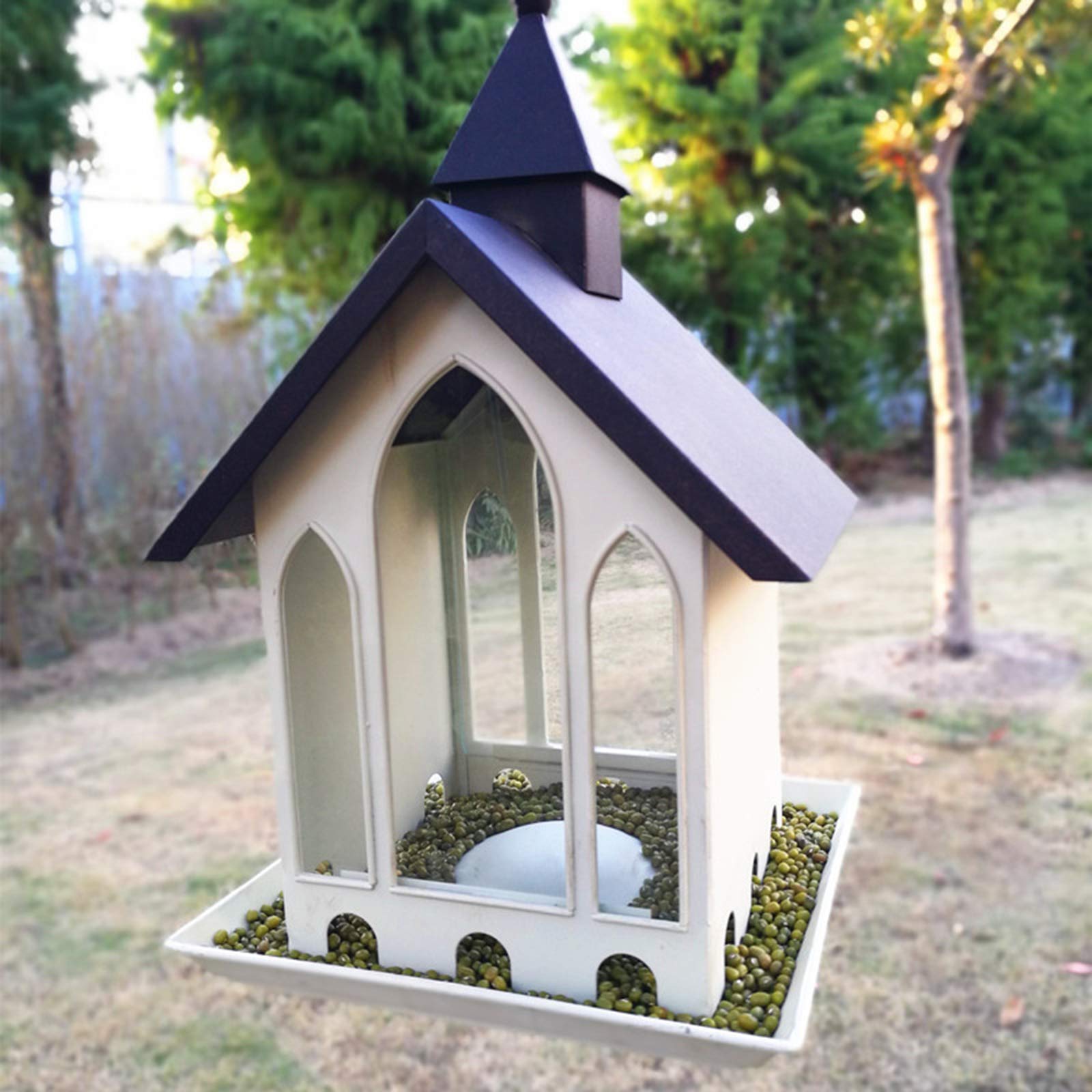 Vogelhaus,Wetterfest aus massivem Holz I Wandvogelfutterhaus für Vögel, Vogelfutterhaus zum Aufhängen,Vogelfuttersilo Vogelfutterhaus Futterhaus Vogelhäuschen Vogelhaus, aus Kunststoff