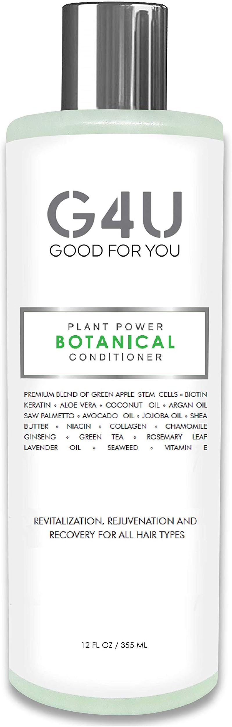 Natural and Sulfate Free Hair Conditioner For Men and Women. For All Hair Types, Damaged, Dry, Color Treated. Plant Based Ingredients. Mild and Gentle. Ideal For Home, Spas, Salons. 12 Fl Oz.