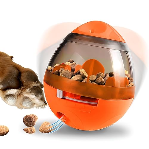 Zellar Interactive Treat Puzzle Dog Toy - Slow Feeder, Brain Stimulating Enrichment for Small & Medium Dogs & Cats (Orange) - Orange
