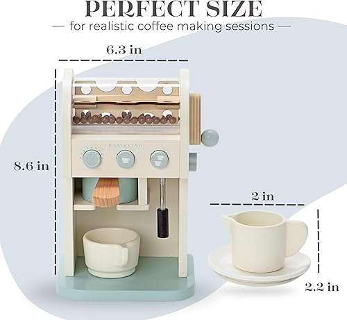 Miniatura 6 de Cafetera de juguete para niños, cafetera de madera para juegos imaginativos, juego de cafetera para niños para el desarrollo de habilidades, aumenta