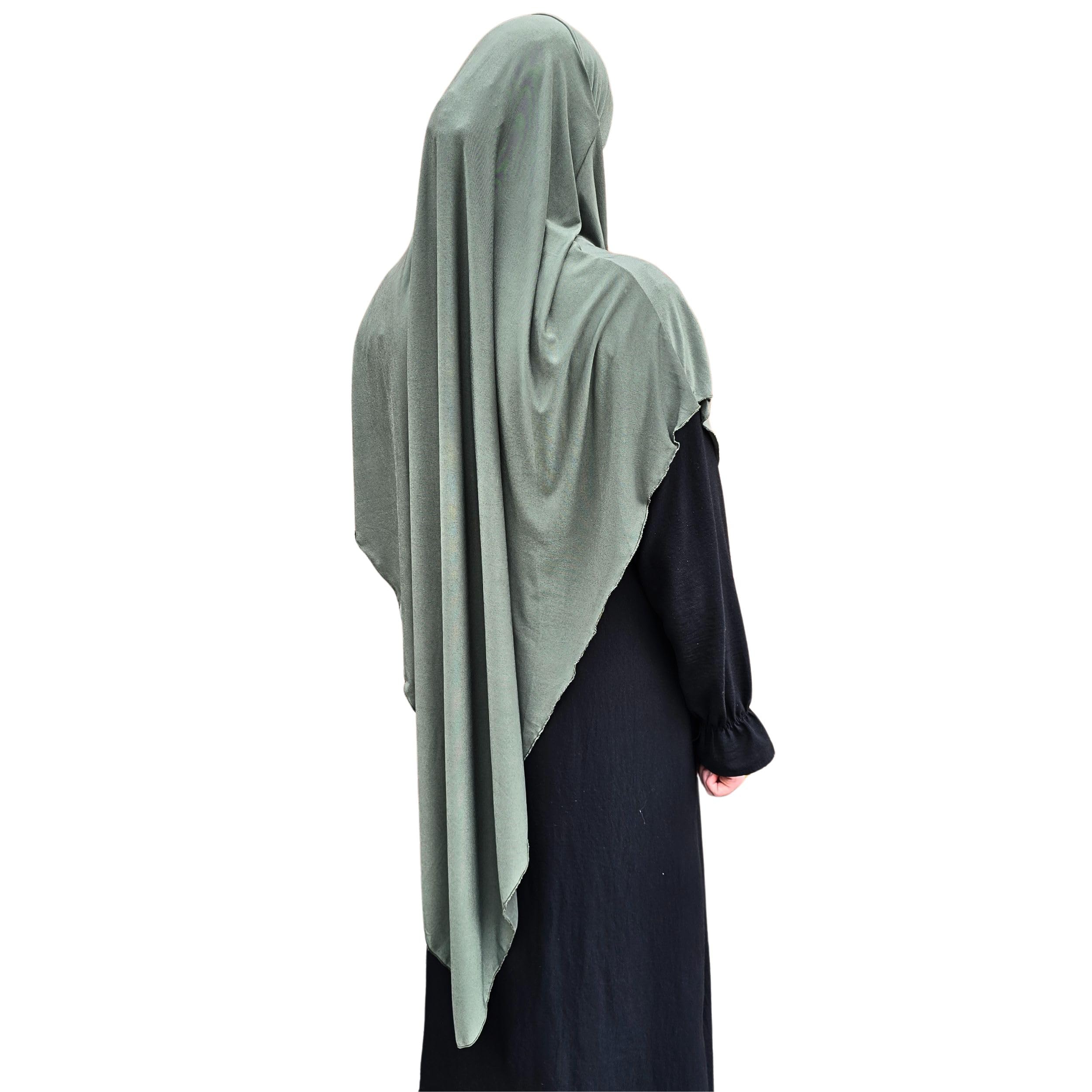 Jersey Khimar Diamond cut Long Hijab for Muslimah one Piece Headscarf Lycra Prayer Dress Muslim Shawls