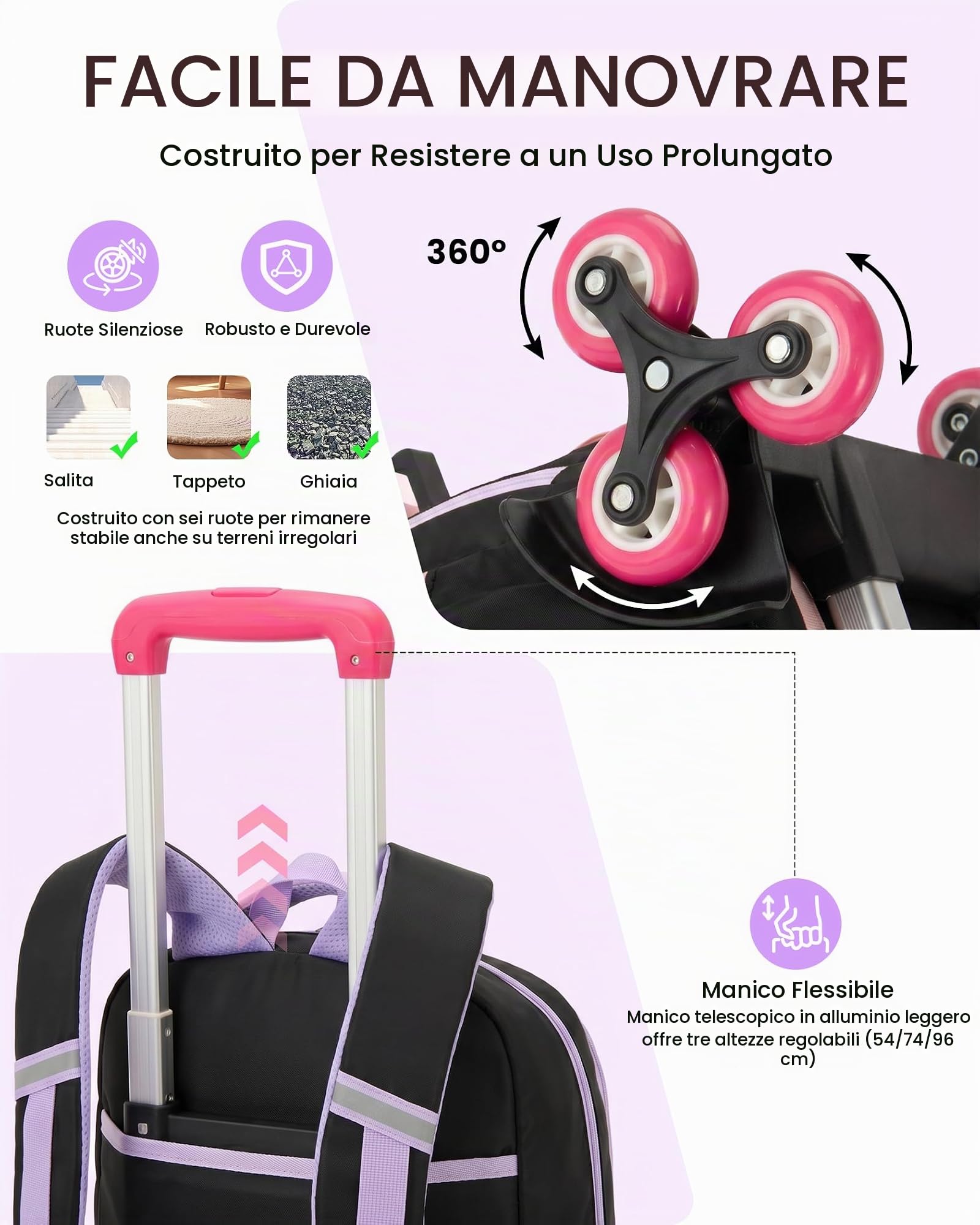 Amythe Zaino Ragazza con Trolley Elementari e Medie