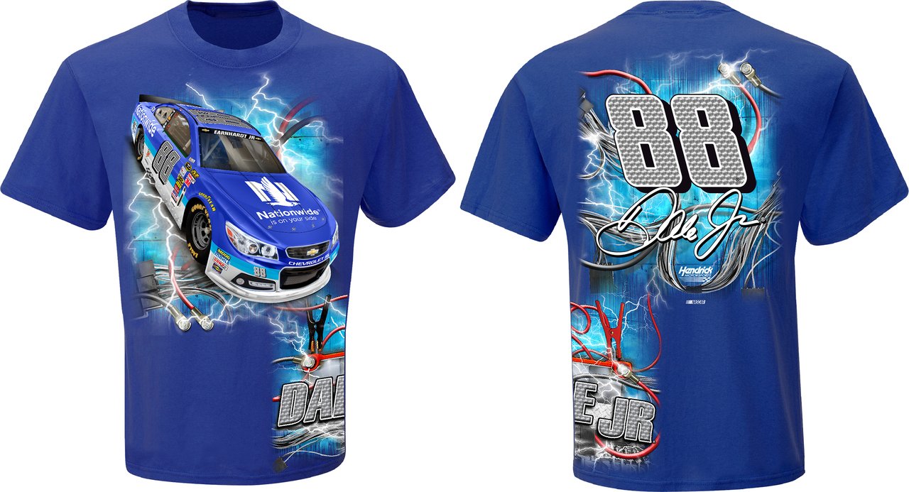 Checkered Flag Dale Earnhardt Jr. #88 Hot Wired Men's T-Shirt - Blue