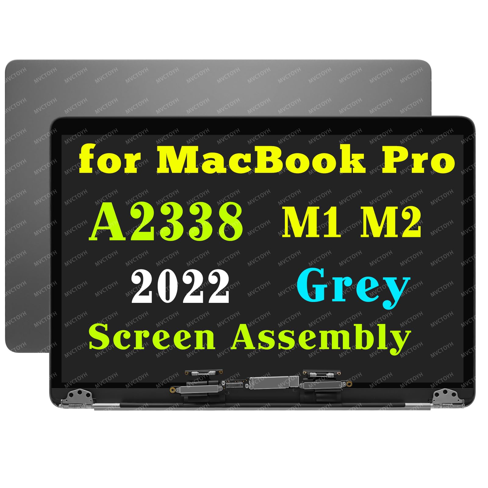 Photo 1 of MVCTOYH Replacement for MacBook Pro A2338 M1 M2 2022 Full LCD Screen Display Assembly EMC 8162 EMC 3578 661-17548 661-17549 MYD83 MYD92 MNEH3 MNEJ3 MNEP3 MYDA2 MYDC2 MNEQ3 MNEQ3xx/A MNEP3xx/A Grey