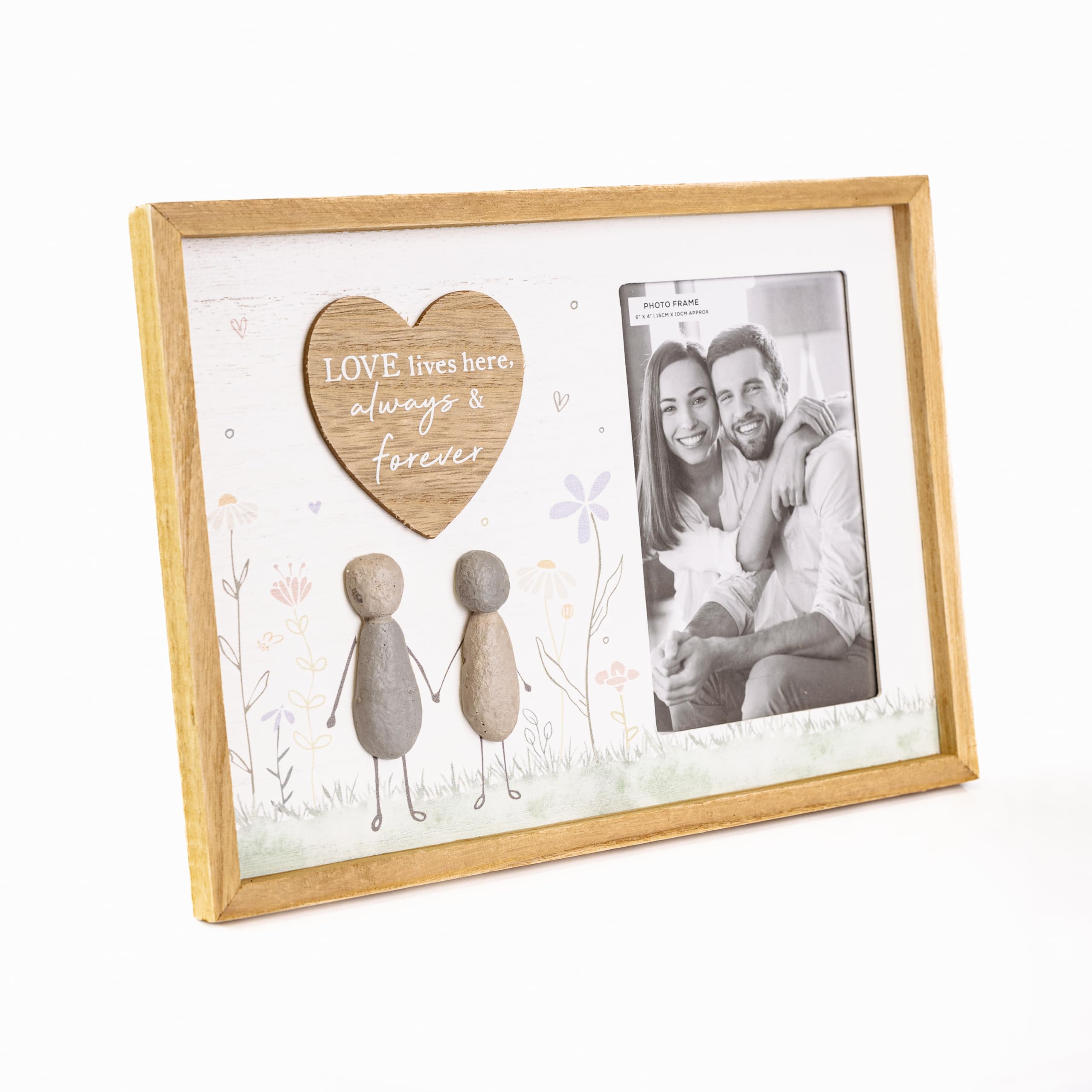 Garden Mile Marco Paul Love Pebble Art Photo Picture Frame - Wooden Photo Frame Keepsake Gifts, Keepsake Gifts - Keepsake Photo Framed Pictures (Pebble Partner Frame)