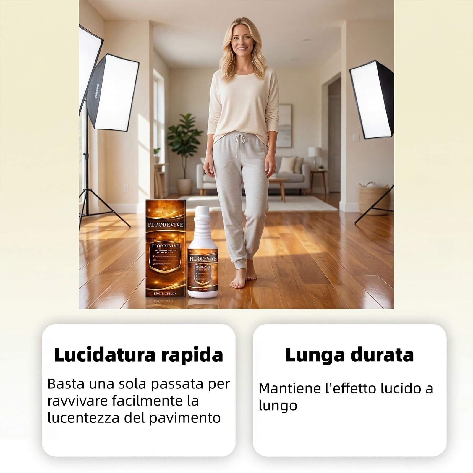 Floorevive Parquet,Floorevive Professional Floor Restorer,Ripristino Professionale per Parquet,Ravviva il Glanz del Legno,Riduce Microscratch,Facile da Usare