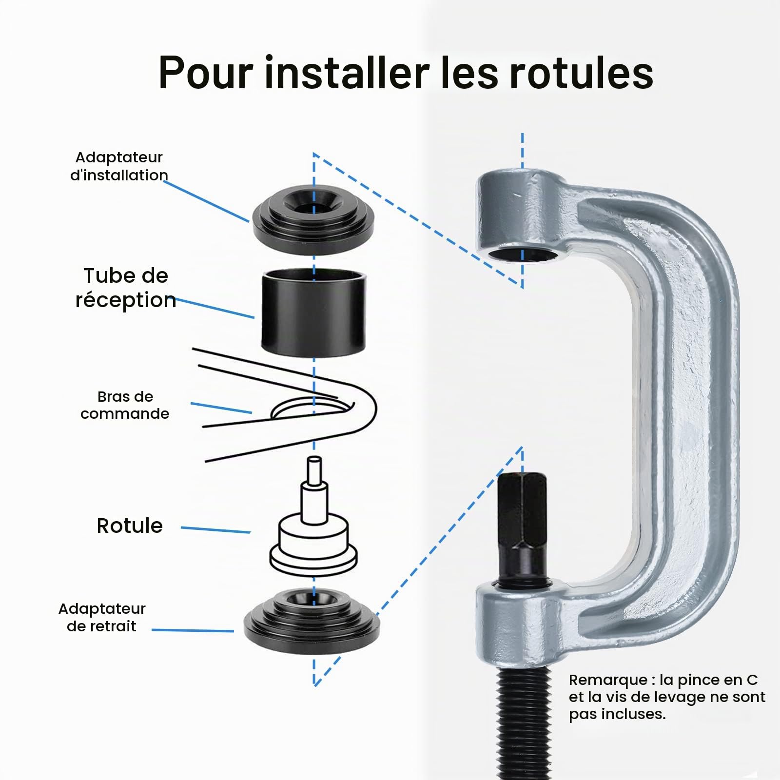 BOOMSTART Adaptateur de Service conjoint à Balle à Balle 14pcs Ensemble pour Le séparateur de démontage de réparation de Voitures
