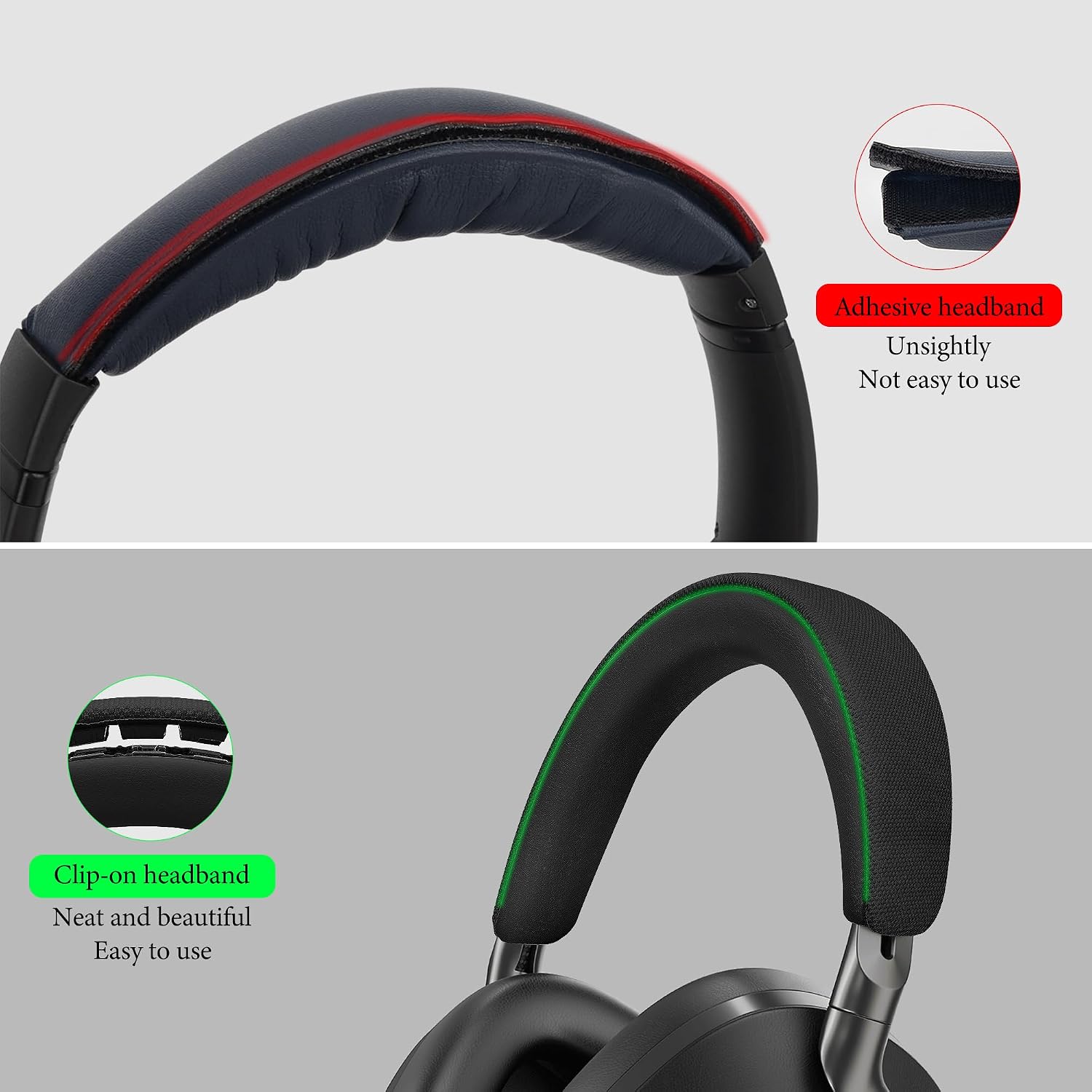 Geekria Headband Pad Compatible with Bowers & Wilkins Px8, Px7 S2, S2e (Not Compatible with Px7 / Px7 S3) Headphones, Replacement Cushion Repair Part (Black)