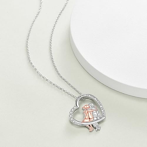 Miniatura 4 de WINNICACA Regalos para hermana de hermanashermanos collares de plata de ley 925 para hermanas, hermano a hermana, cumpleaños, joyería de corazón