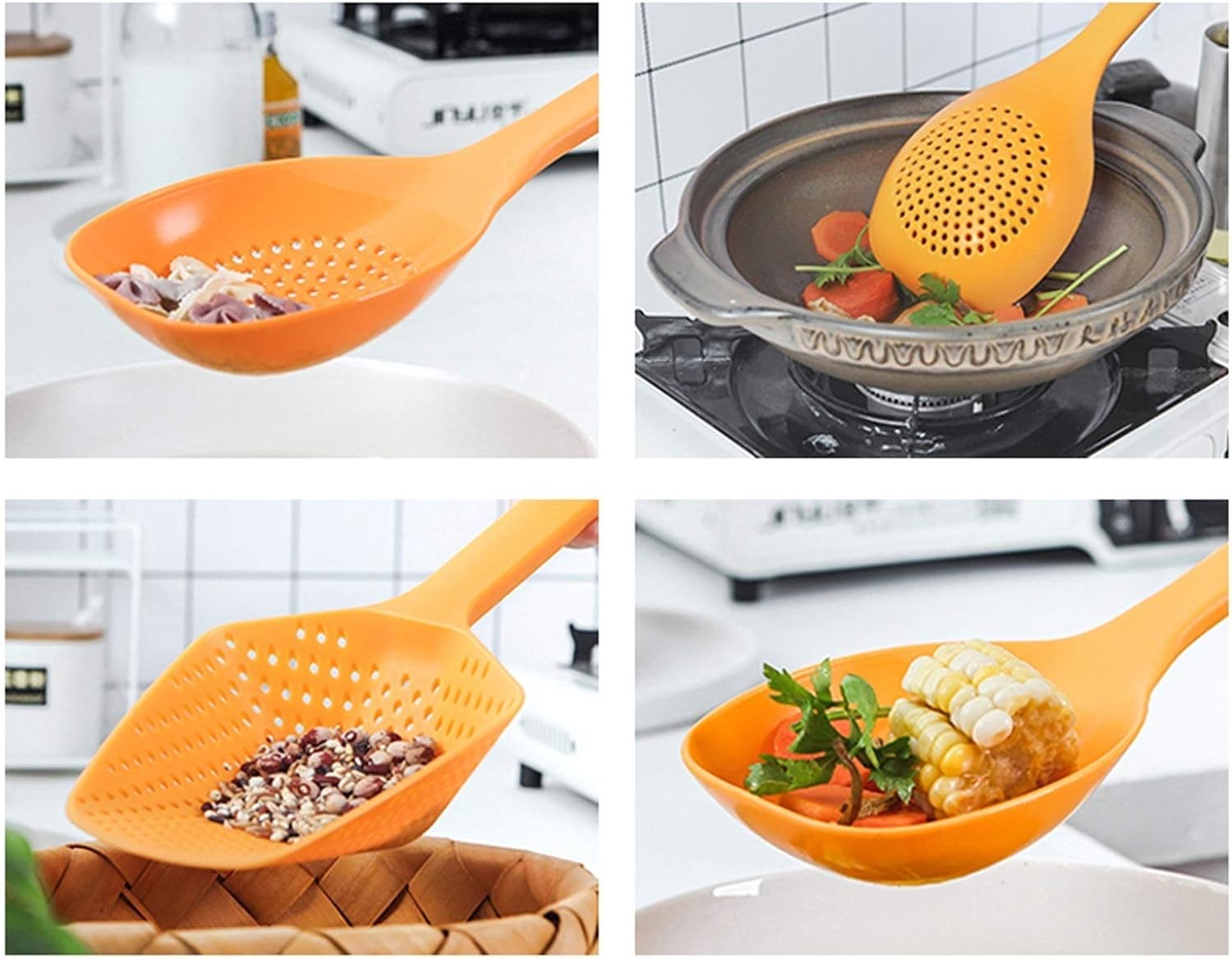 Leaky Spoon Kitchen Nylon Strainer Scoop Sieve Skimmer，Hand-held Colander, Spoon with Long Handle,strainerShovel Filter for Cooking Colander (Size : Medium)