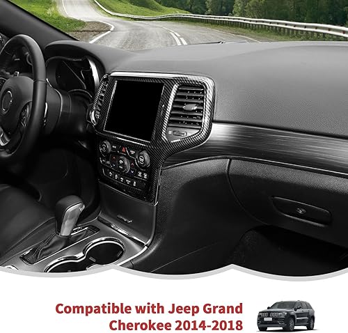 Miniatura 7 de RT-TCZ Consola central de fibra de carbono Navegación multimedia Panel GPS Trim Cubierta Decoración Interior Accesorios para Jeep Grand Cherokee