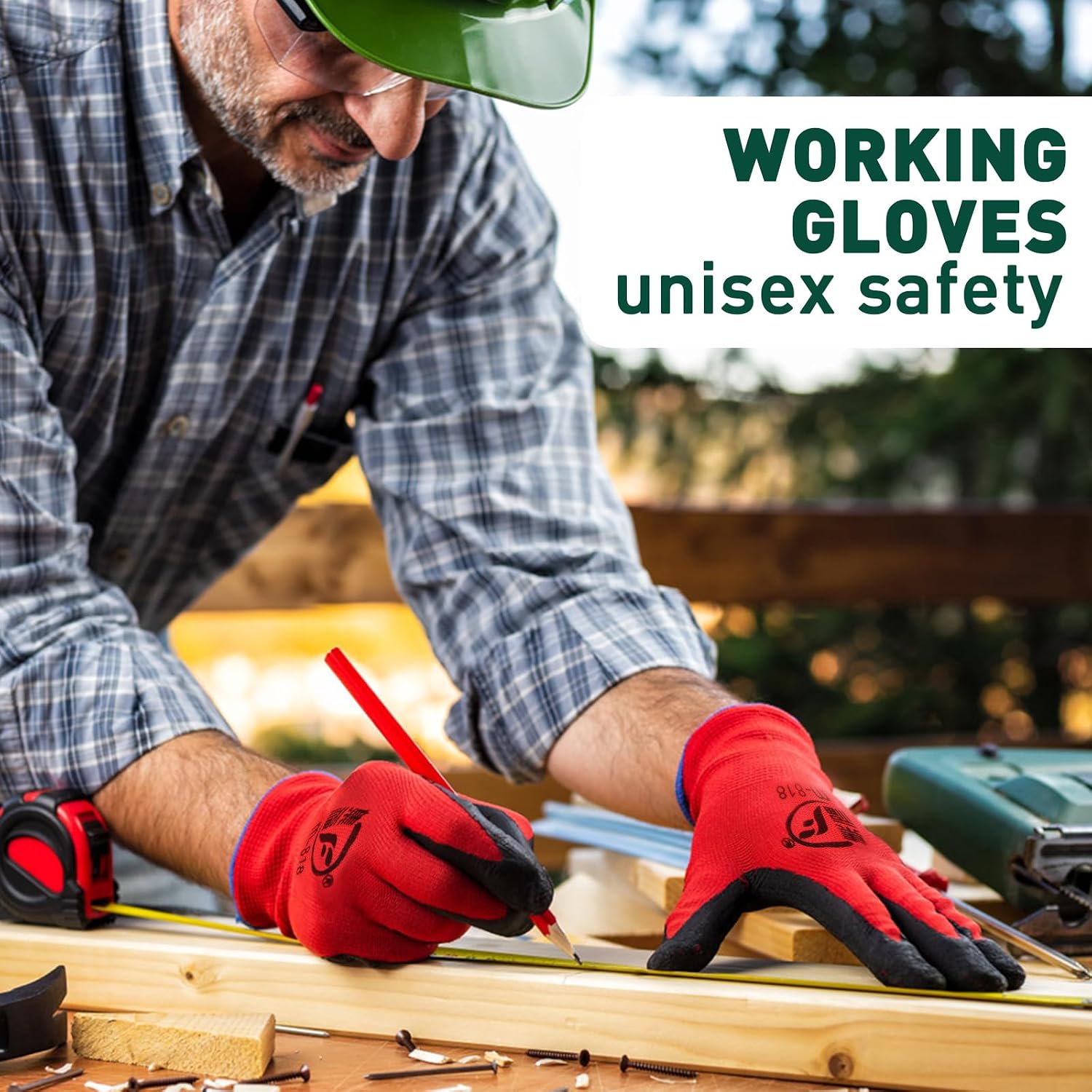 36 Pairs Gardening Gloves for Men Women Rubber Coated Work Gloves Garden Gloves Safety Work Gloves Construction Gloves (Green, Black, Red)