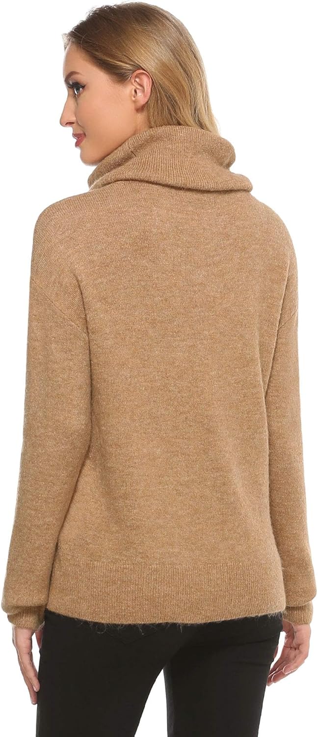 Woolicity Women's Cowl Neck Sweaters Long Sleeve Loose Fitting Ribbed Cozy Soft Casual Turtleneck Pullover Tops - Image 4