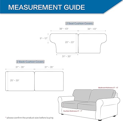 Miniatura 3 de WINCREW Funda elástica suave para sofá  Funda de sofá lavable para cojín separado, funda elástica para sofá de muebles (tres personas (2), gris)