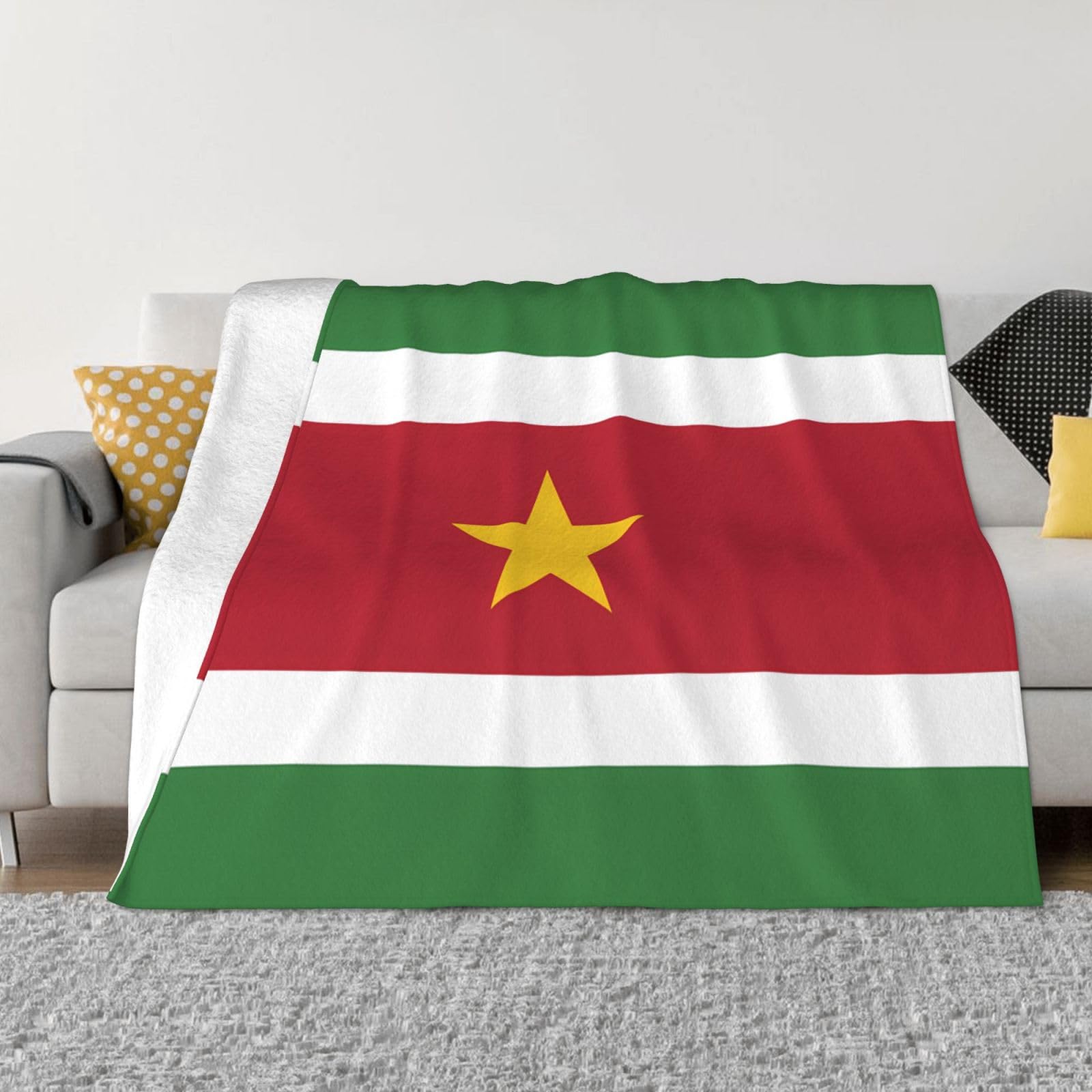 Manta de viaje portátil de 80 x 60 pulgadas, suave, resistente a las arrugas, plegable, exquisita bandera de Surinam