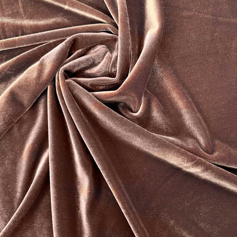 EU Fabrics Velvet Velour Spandex Fabric | Soft Furnishing Stretch Material for Dressmaking, Costumes and Displays | Breathable Crushed Velvet Craft Fabric by The Metre (Brown, 1 Metre x 147cm)