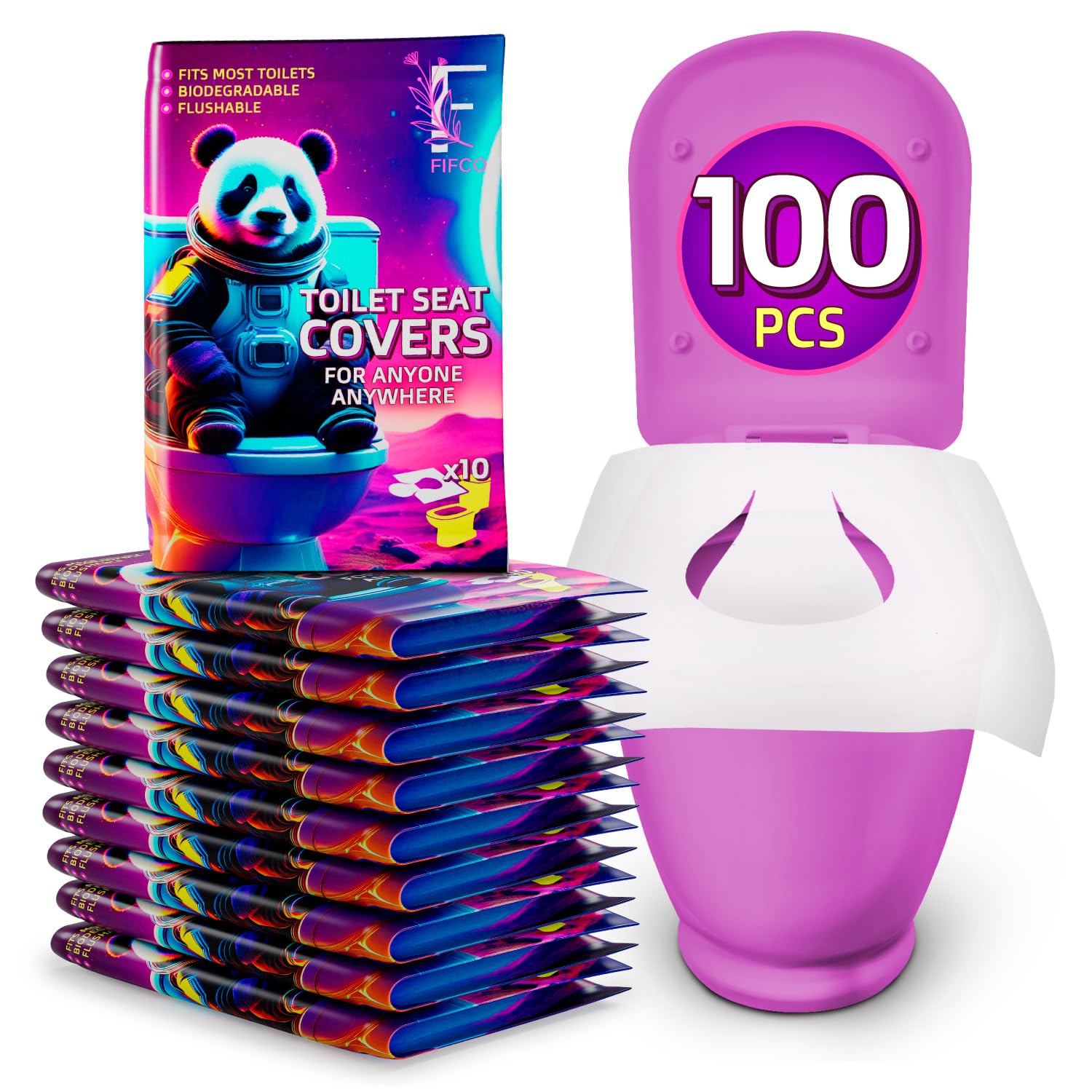 100 Pcs Disposable Toilet Seat Cover - Biodegradable and Flushable Toilet Seat Liners for Public Toilets | Compact One Size Fits All Travel Essentials