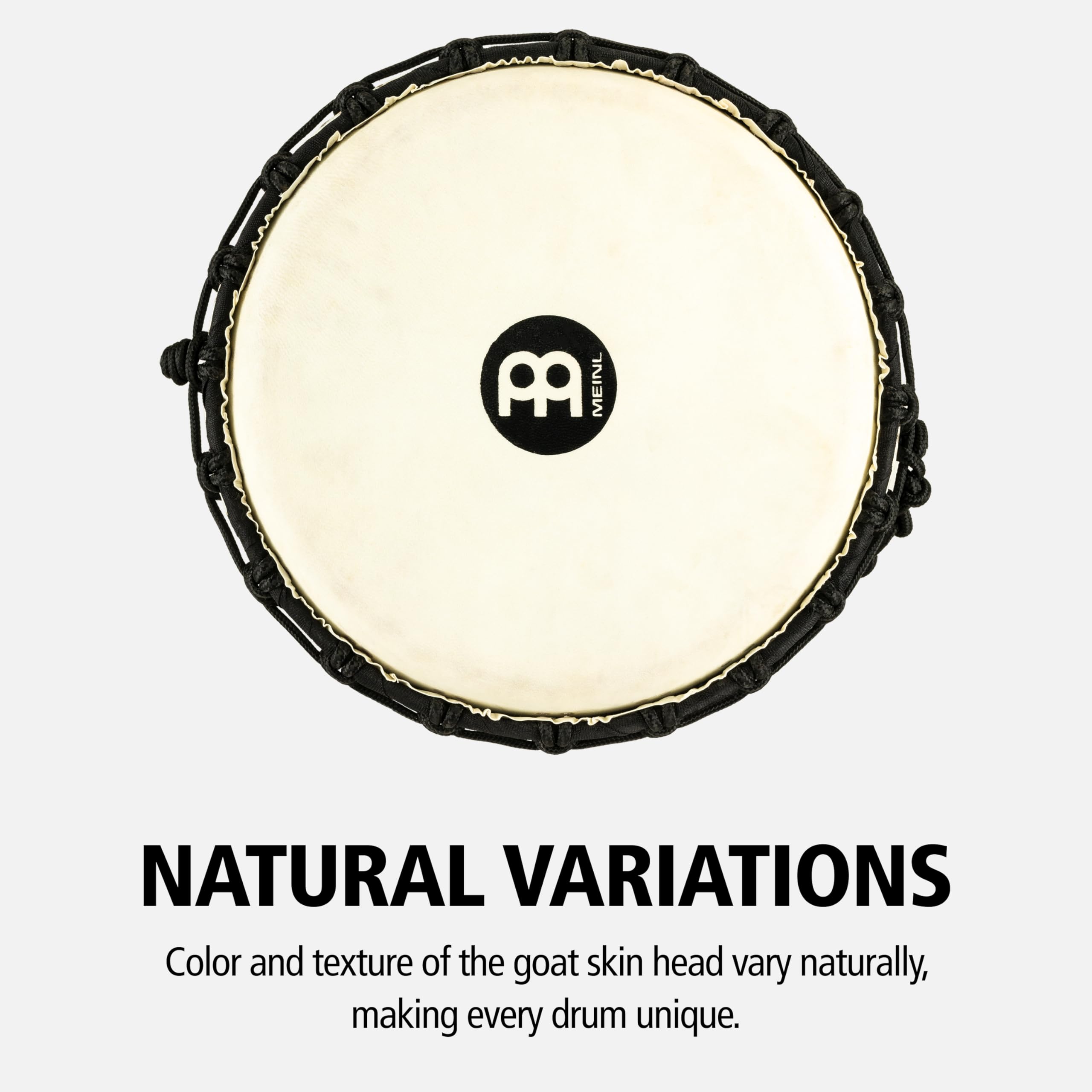 Meinl Percussion Djembe River À Cordes – Grande Percussion à Main – Avec Peau de Chèvre – Diamètre 12 pouces – Acajou, Noir (HDJ3-L)