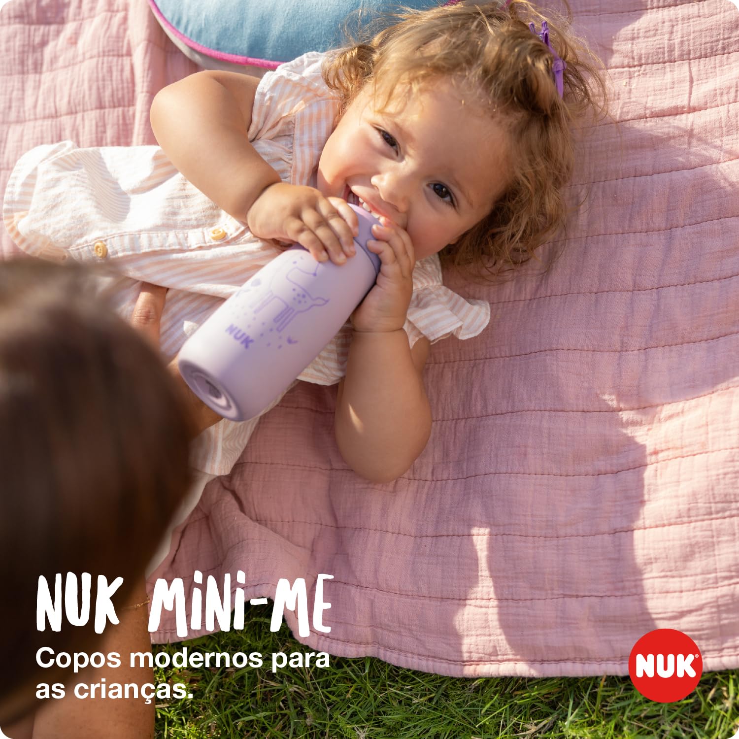 NUK Mini-Me Sip Tazza per bambini | 9+ mesi | 300 ml | Borraccia in acciaio inox per bambini | Beccuccio temperato antigoccia | Infrangibile | Lilac Deer