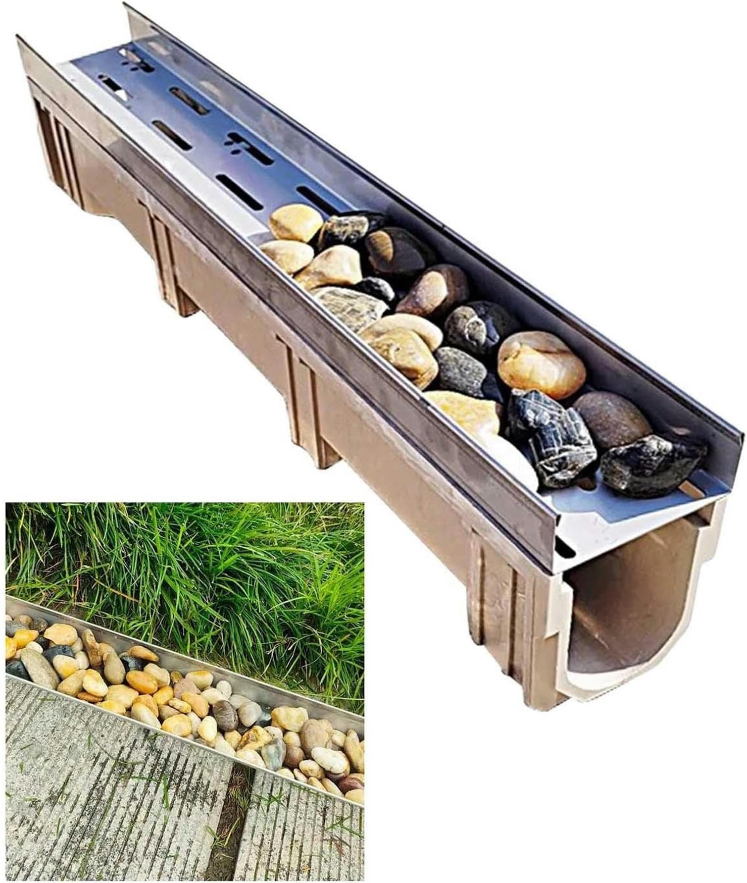 DFGHNBVC Trench Drain Cover Kit For Efficient Rainwater Drainage, Durable Floor Gutter Sink Solution For Outdoor And Indoor Use,20X15Cm (7 7/8X5 7/8