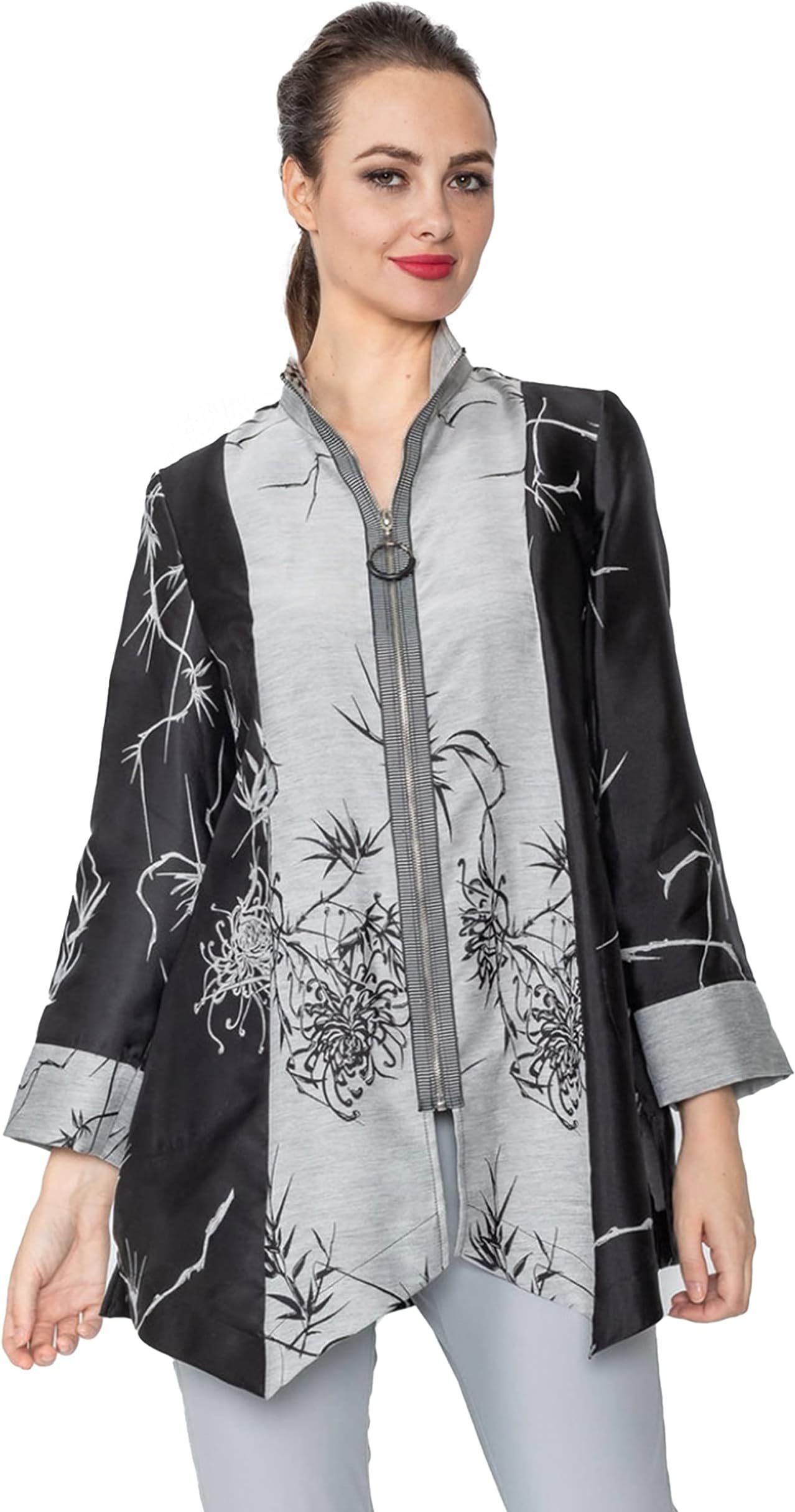 IC CollectionMandarin Flare Embroidered Jacket - 4177J