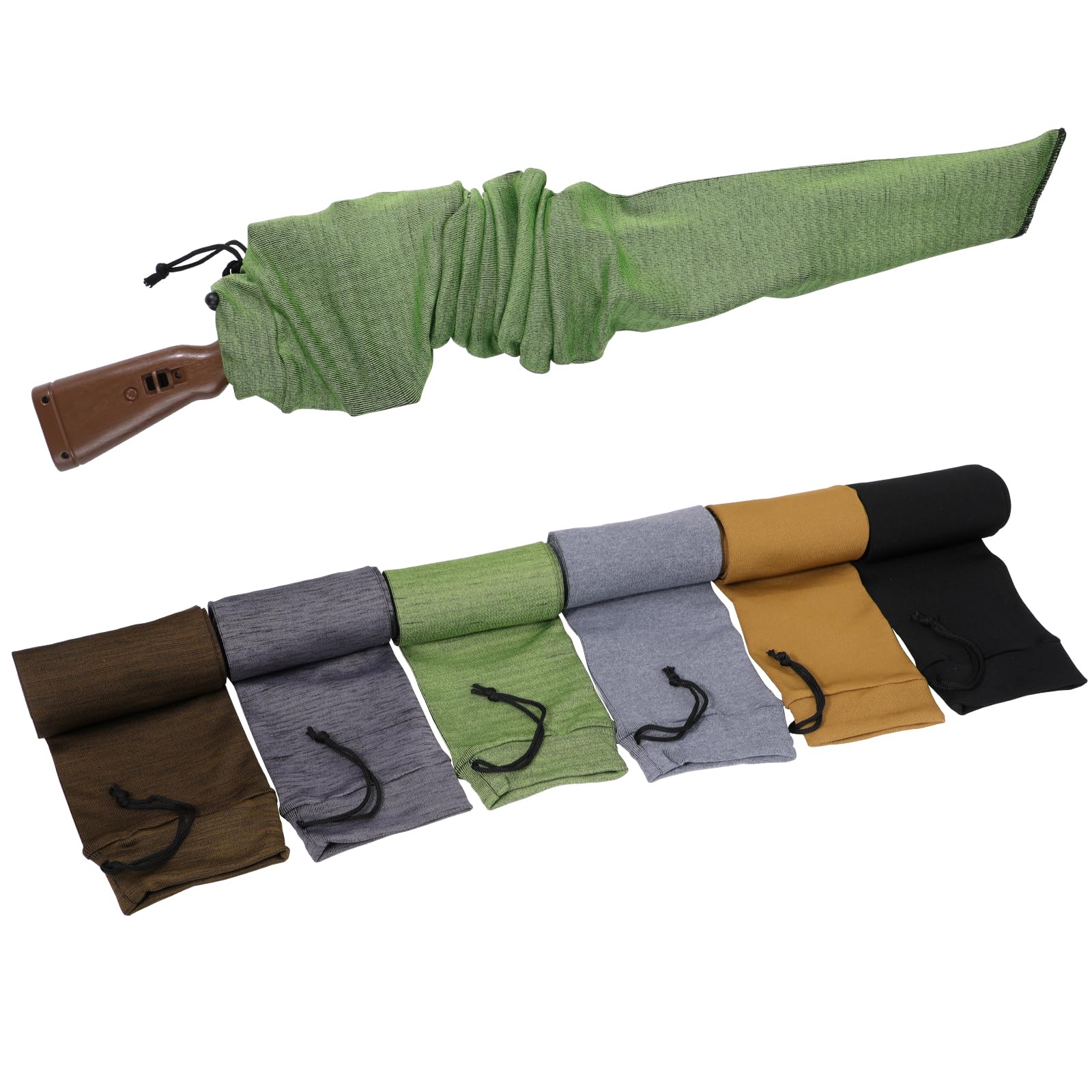 WIOR 6 Pack 54 x 6 Inch Gun Socks, Extra-Wide Knit Gun Socks for Rifles/Shotguns, Silicone Treated Gun Cover Protection Gun Sleeve with Drawstring Closure for Hunting Shooting Anti-Rust Moisture-Proof