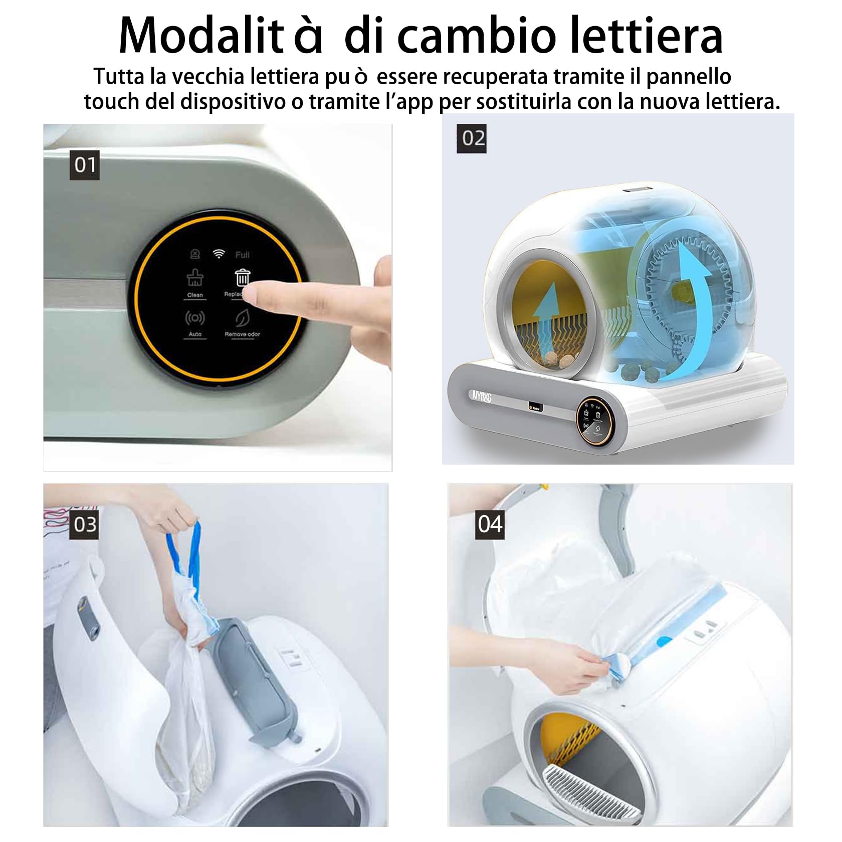 Lettiera Gatto Autopulente, Lettiera Automatica, Antiodore | App Controllo, Progettazione Sicura, Facile Manutenzione, adatto a Più Gatti
