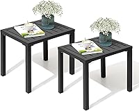 Vista 14 de Crestlive Products Mesa auxiliar para exteriores, mesa auxiliar rectangular de aluminio, mesa de café para patio pequeño para interiores y Negro