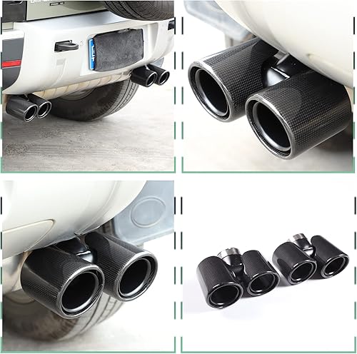 Miniatura 6 de PIUGILH Tubo de escape de fibra de carbono real trasero y acero inoxidable para Land Rover Defender 90 110 2020-2023 doble punta de escape pulida,