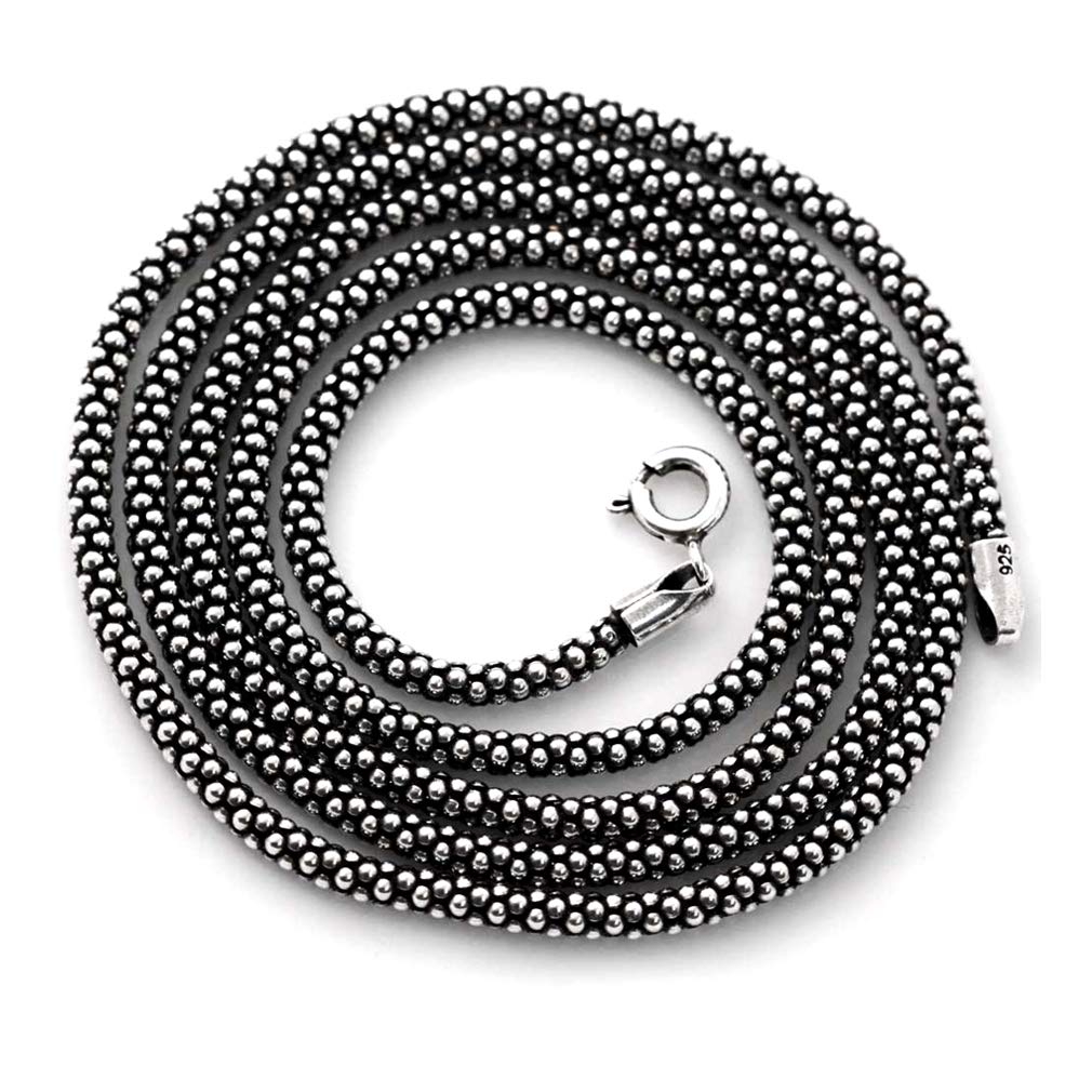 Silvershake Oxidized 2.8mm 925 Sterling Silver Popcorn Chain Necklace 24 Inch