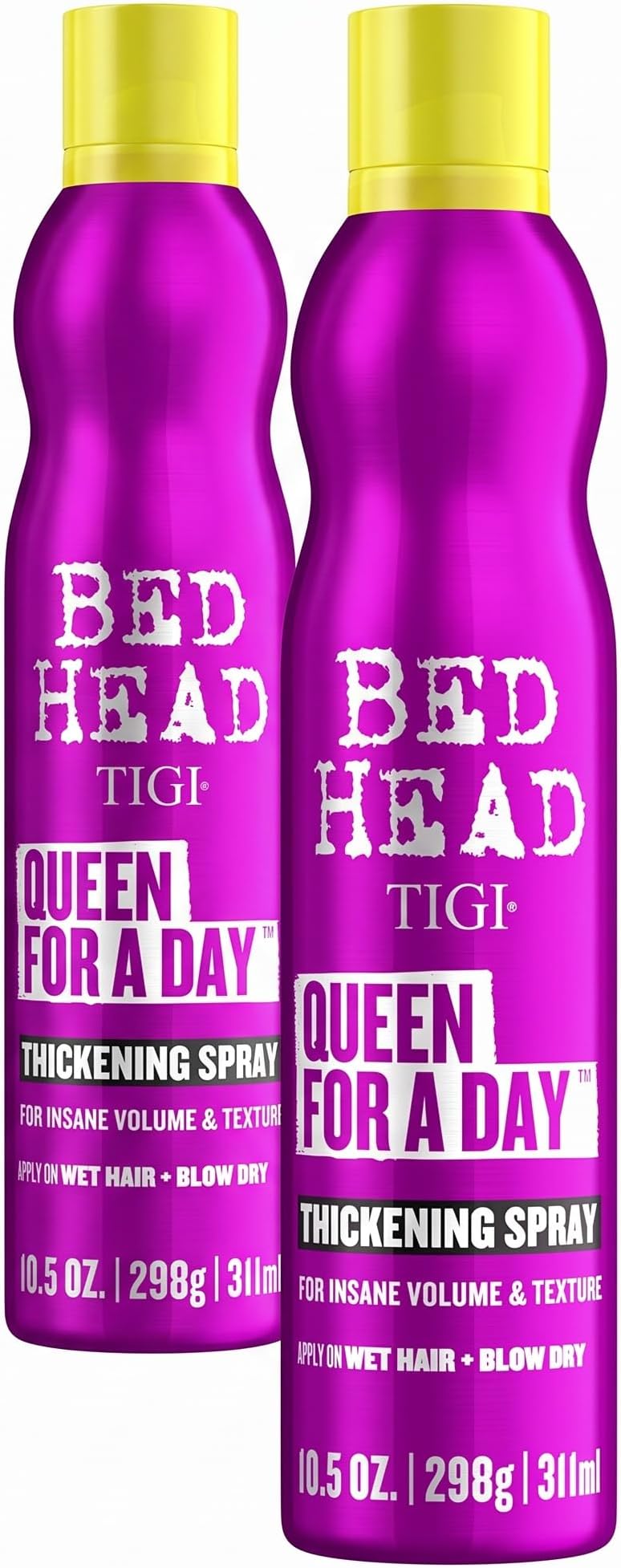TIGI Bed Head Volumizing Hair Spray, Queen For A Day, for Thickening and Texturizing Fine Hair, 10.5 oz, 2 Pack